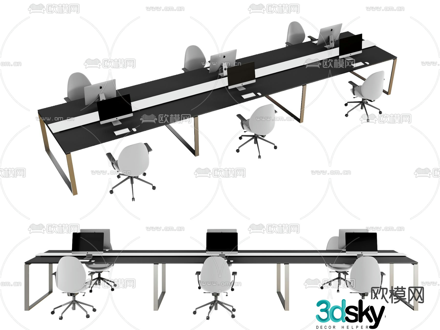 Modern desk work station 3d model