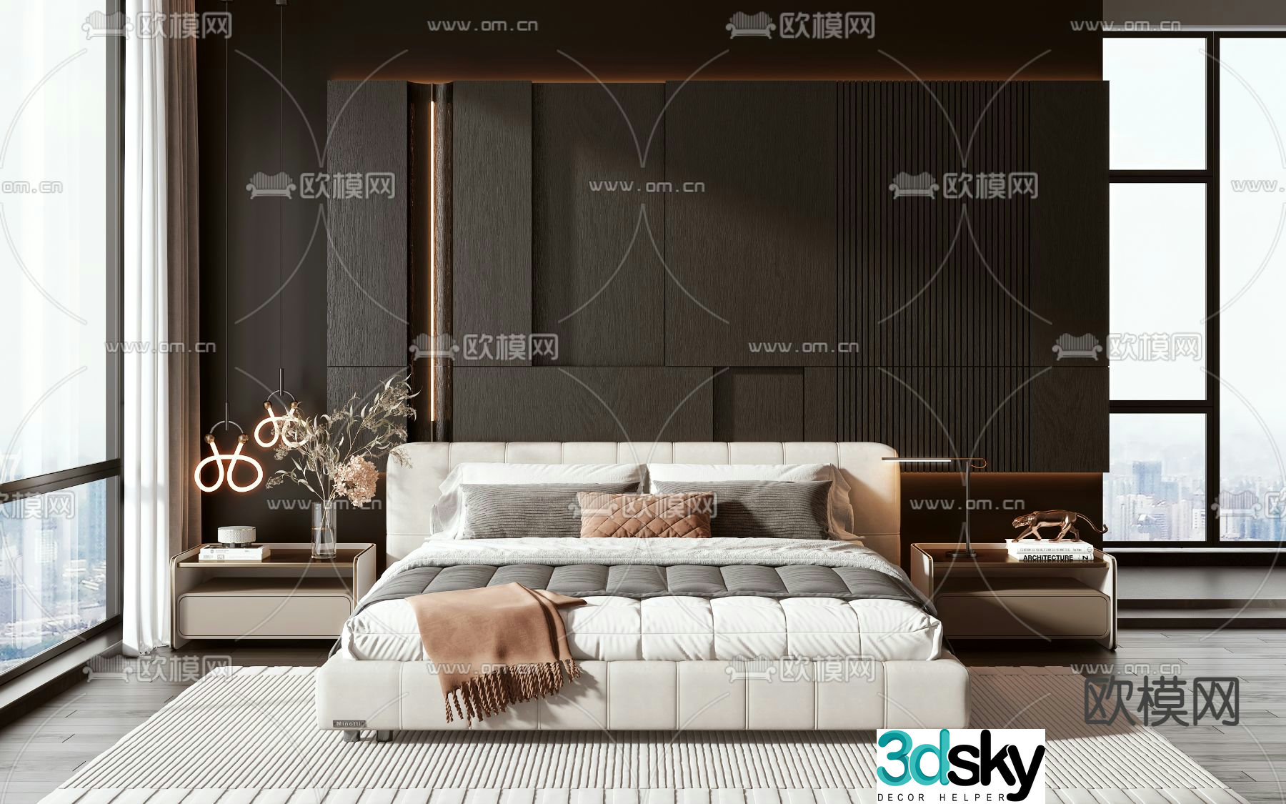 Modern double bed 3d model