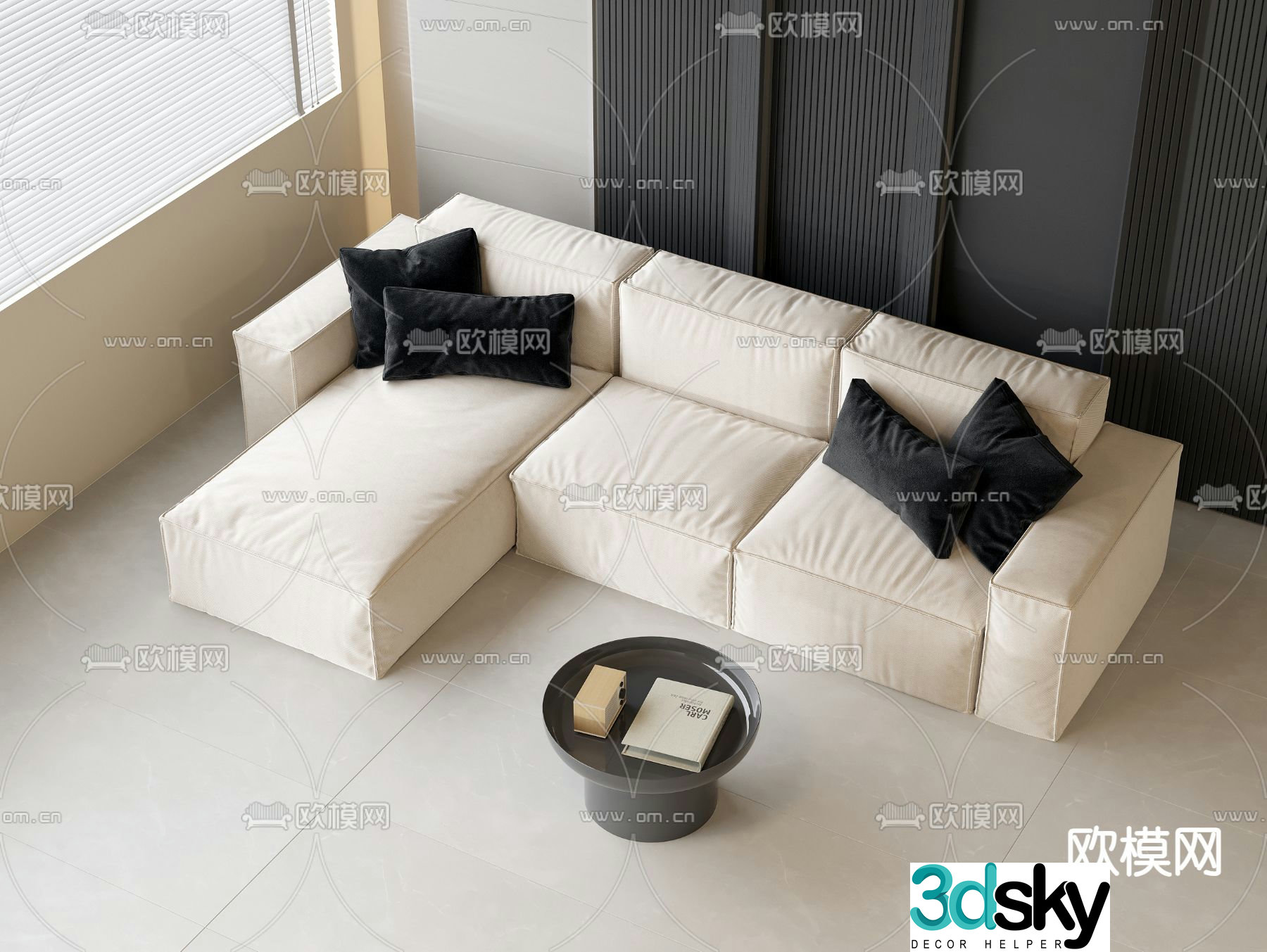 Cream style sofa corner sofa 3d model