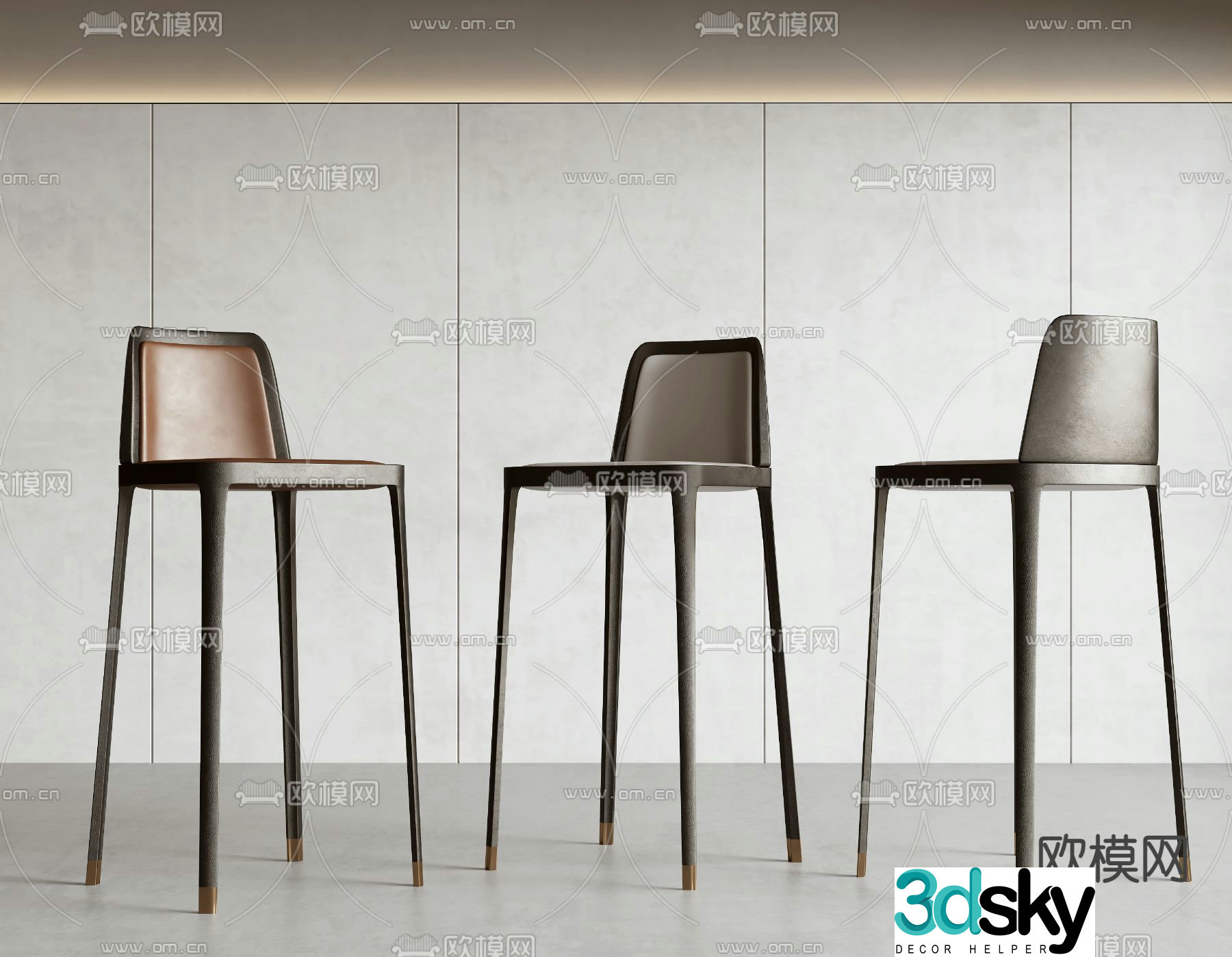 New Chinese Bar Stool Bar Stool High Stool 3D Model