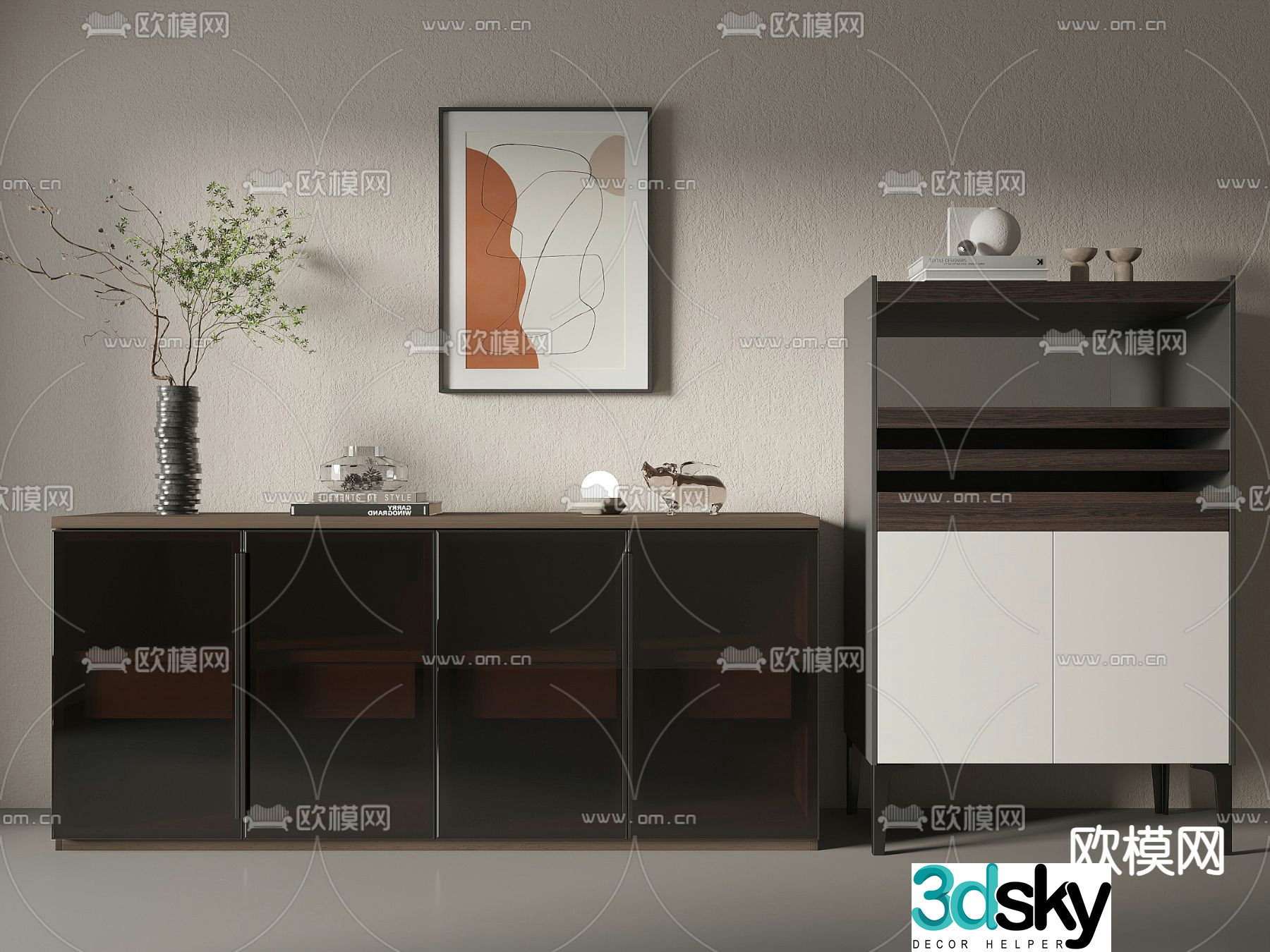 Modern side cabinet storage cabinet low cabinet high cabinet 3d model