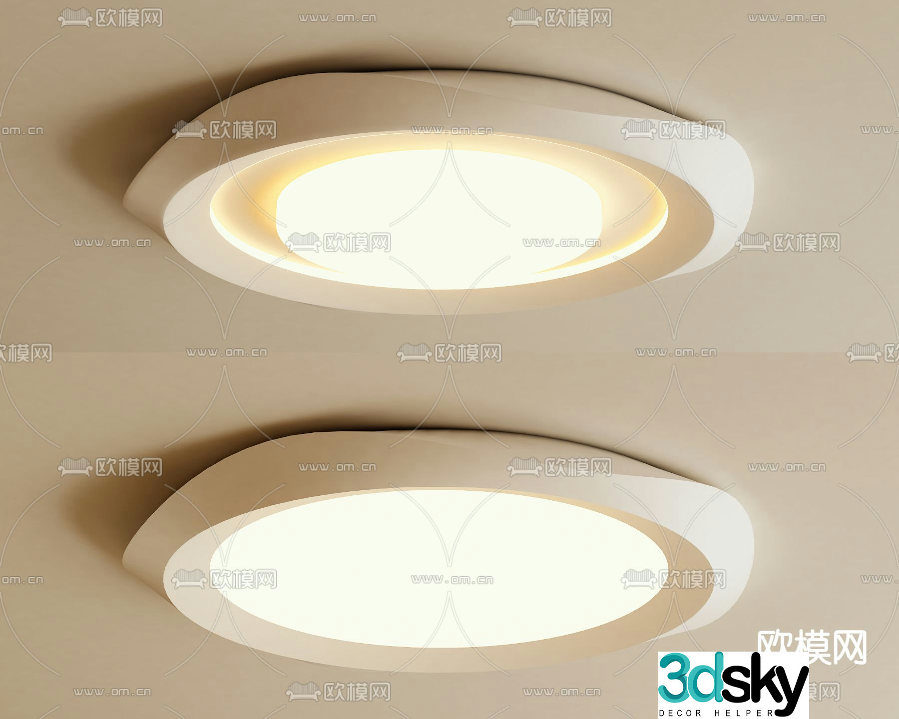 Cream style ceiling lamp bedroom lamp 3d model