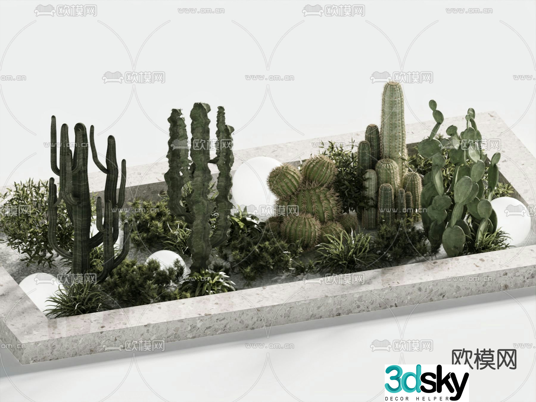 Cactus landscaping plant pile 3d model