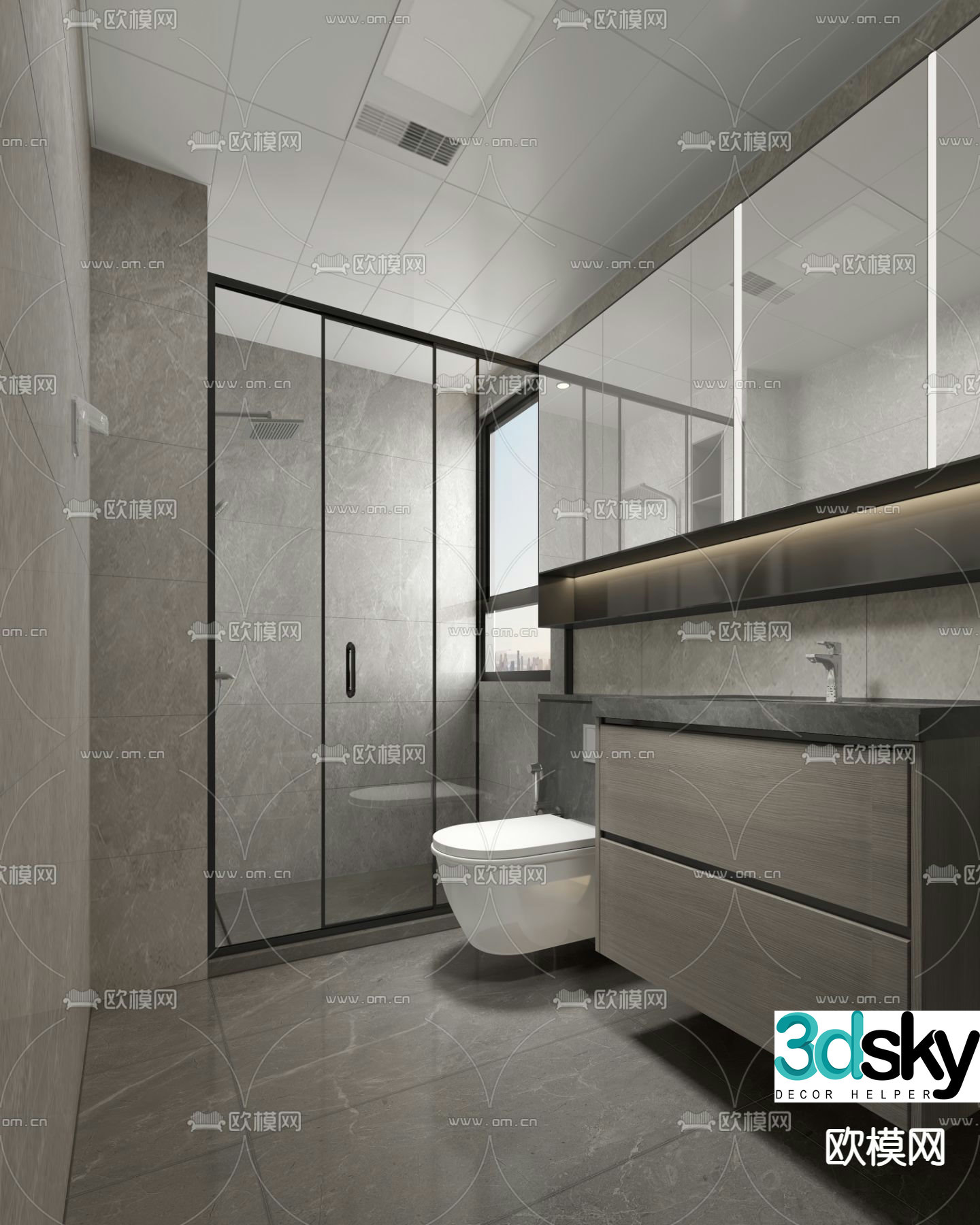 Advanced gray bathroom bathroom toilet 3d model