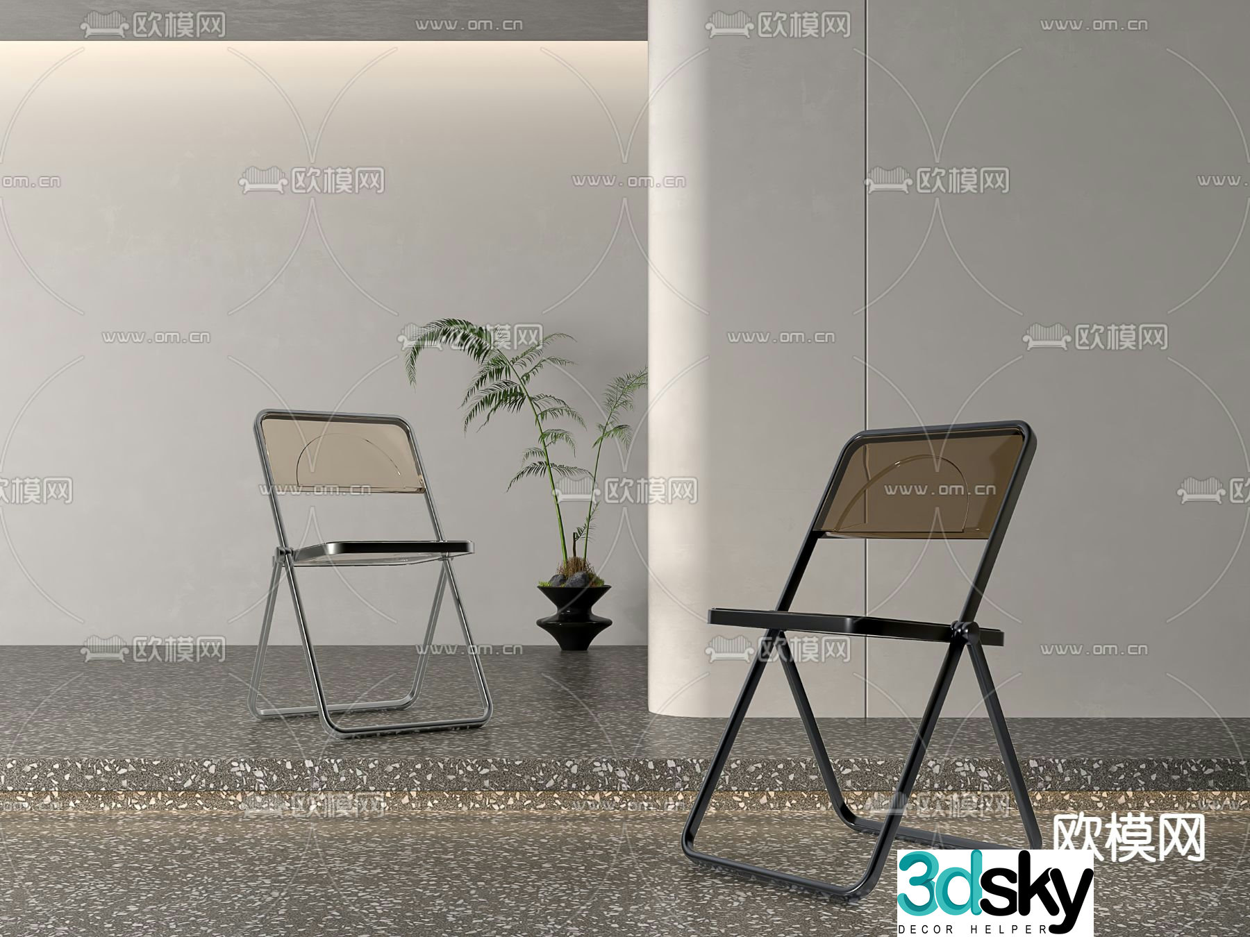 Acrylic folding chair dining chair chair 3d model