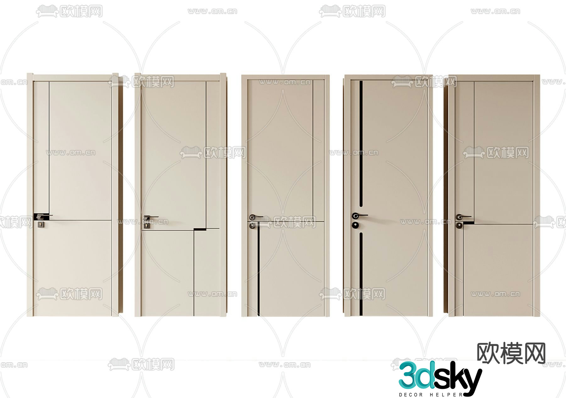 Bedroom door swing door 3d model