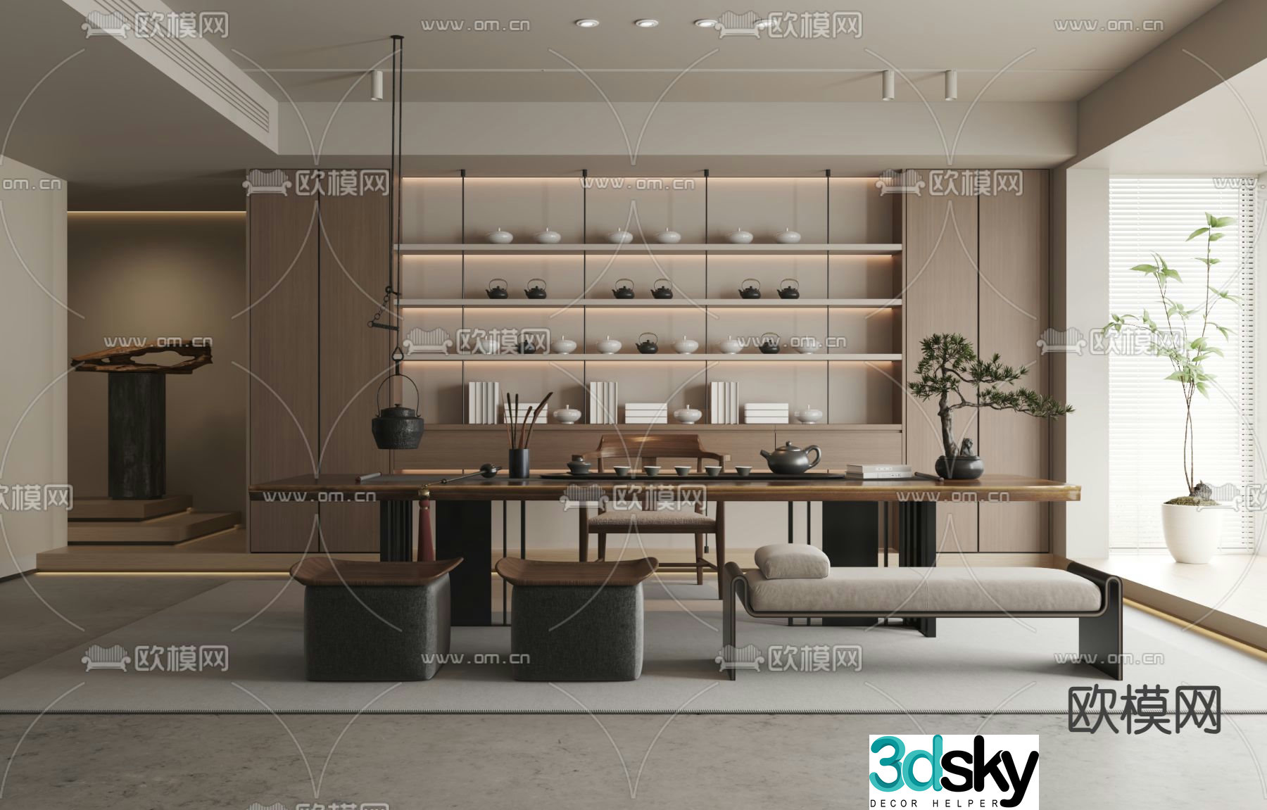 New Chinese tea room 3D model