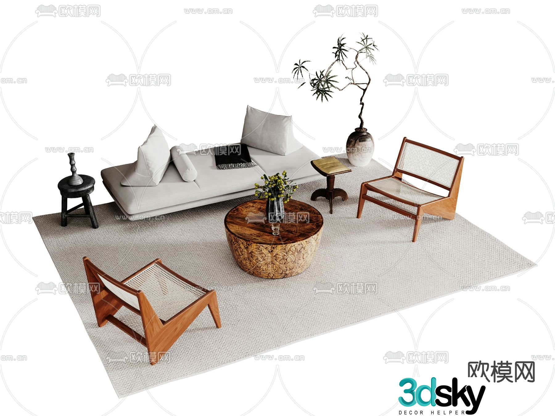 Medieval style modular sofa island sofa 3d model