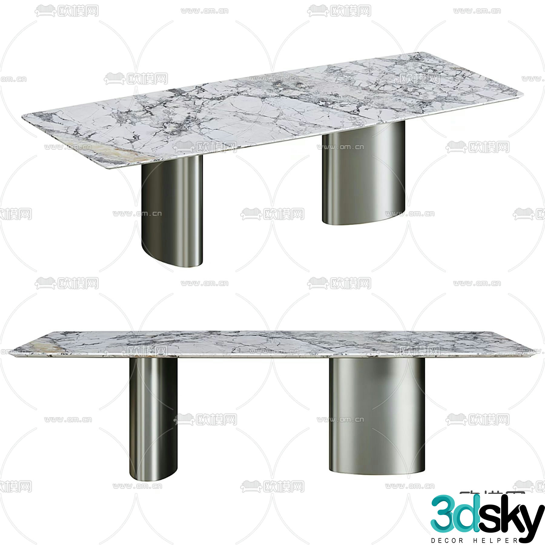 Marble dining table 3d model