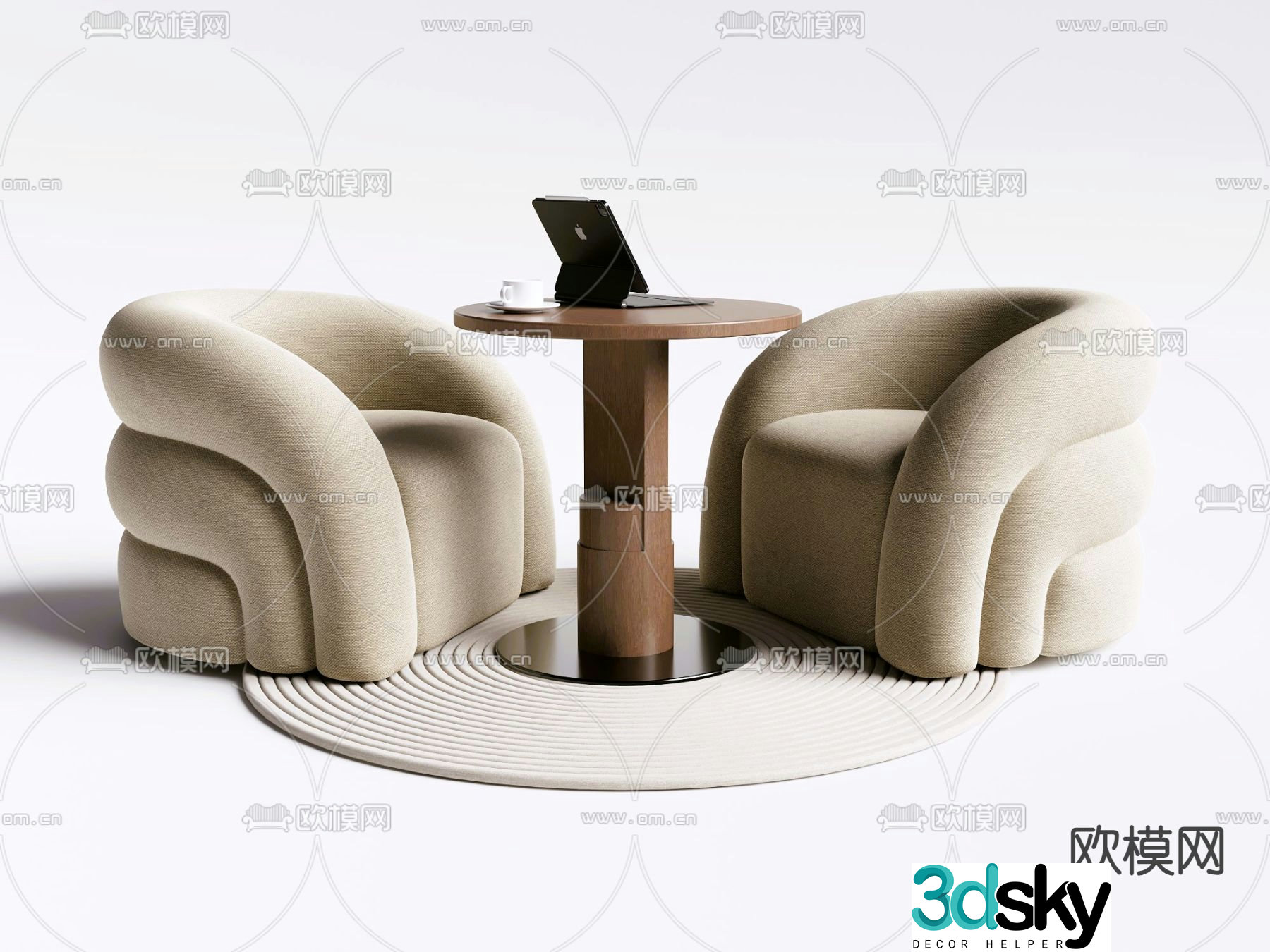Leisure tables and chairs coffee table 3d model