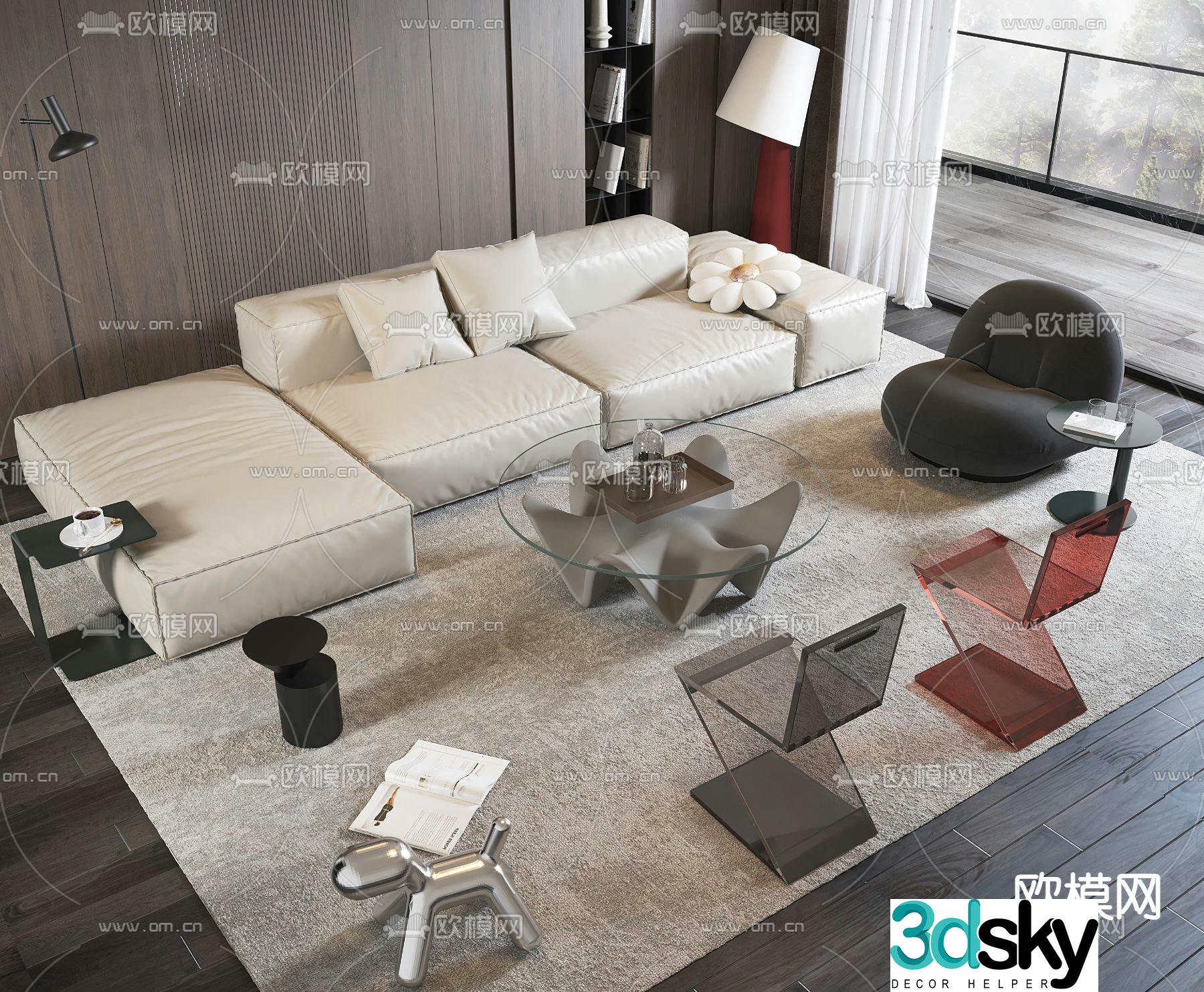 Modern modular sofa corner sofa 3d model