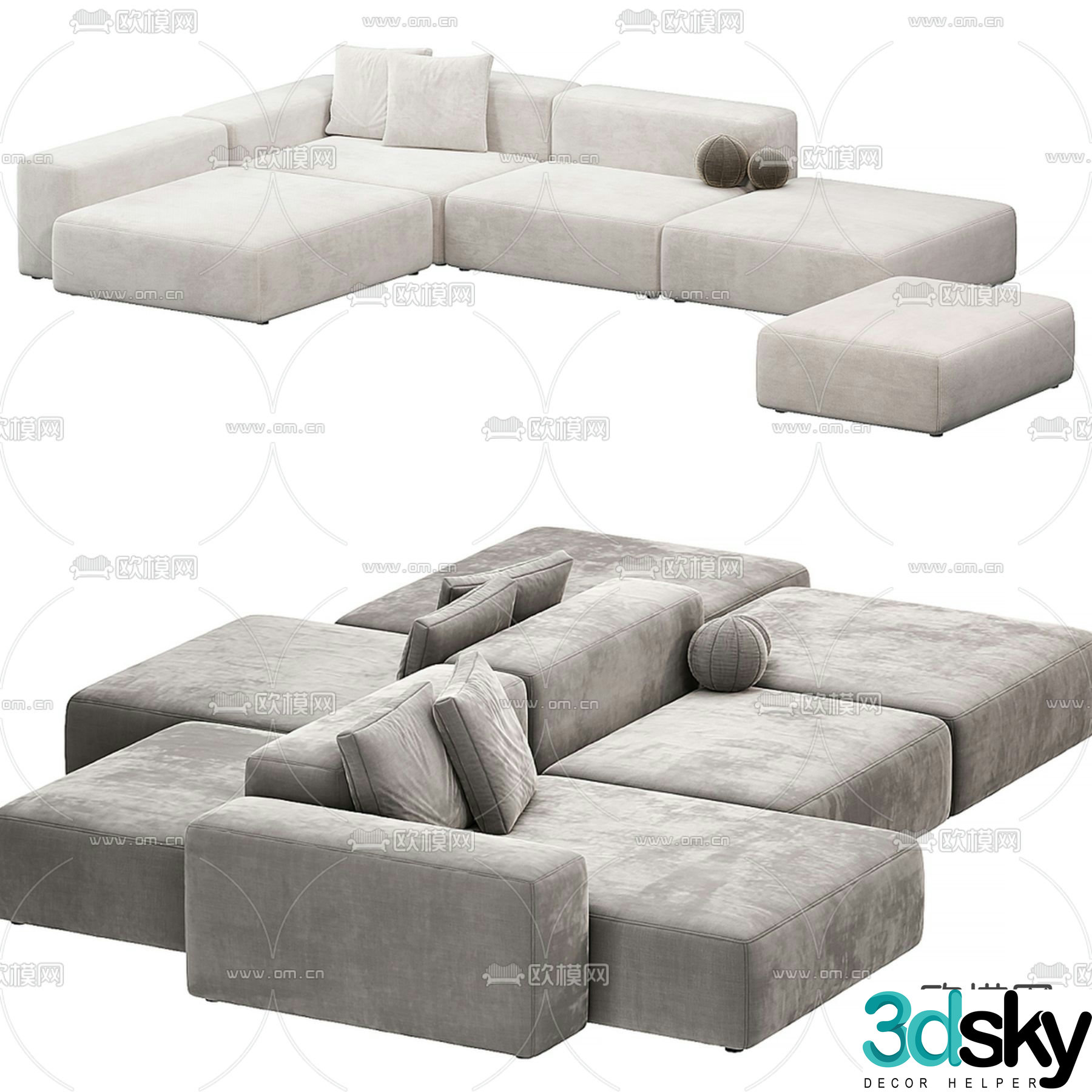 Splicing sofa module sofa backrest sofa 3d model