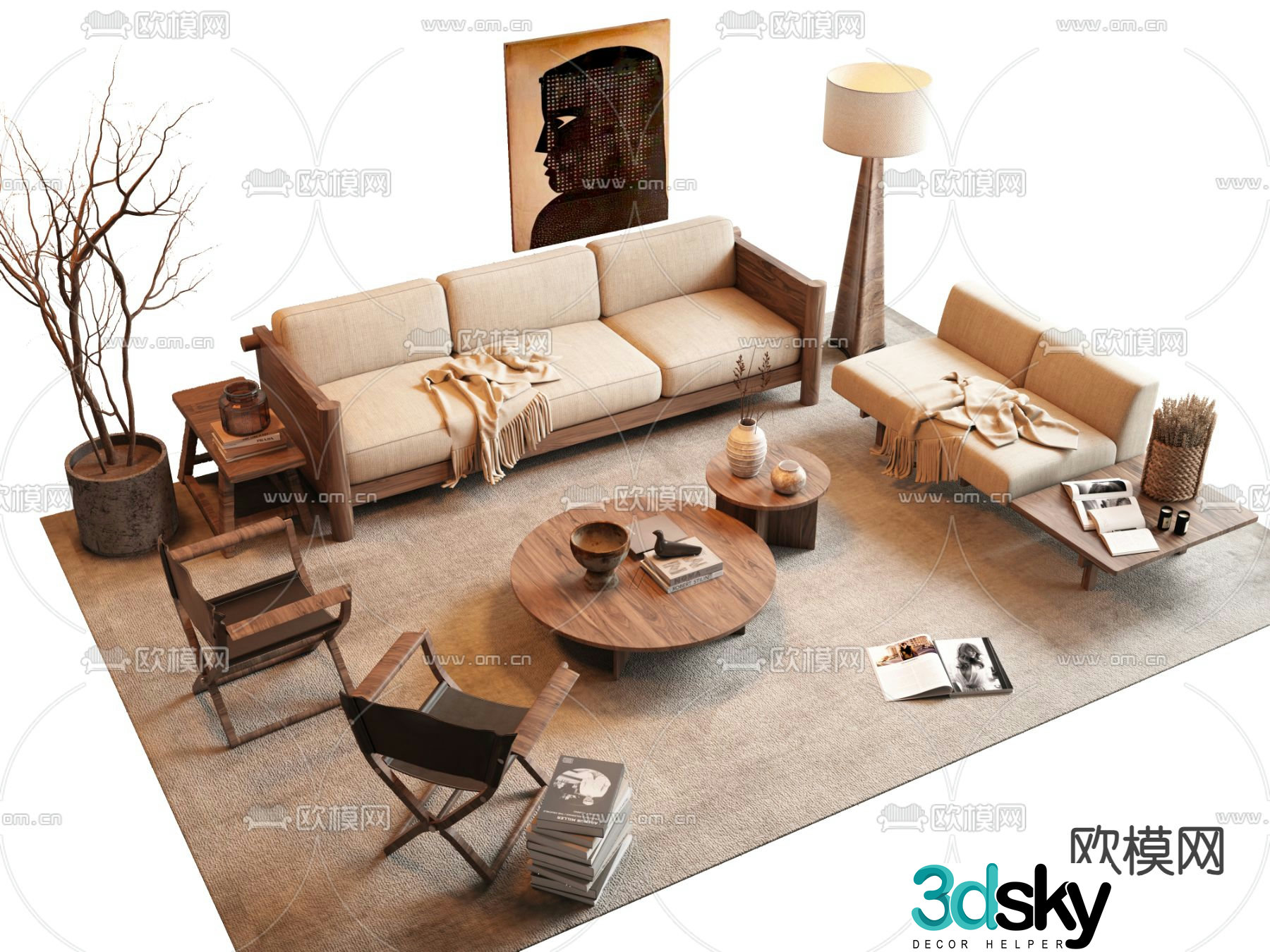 Medieval style sofa modular sofa 3d model