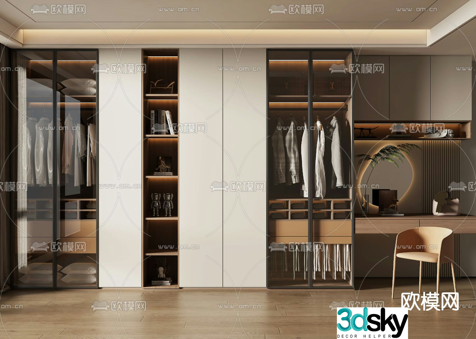 Modern wardrobe dresser integrated cabinet 3d model