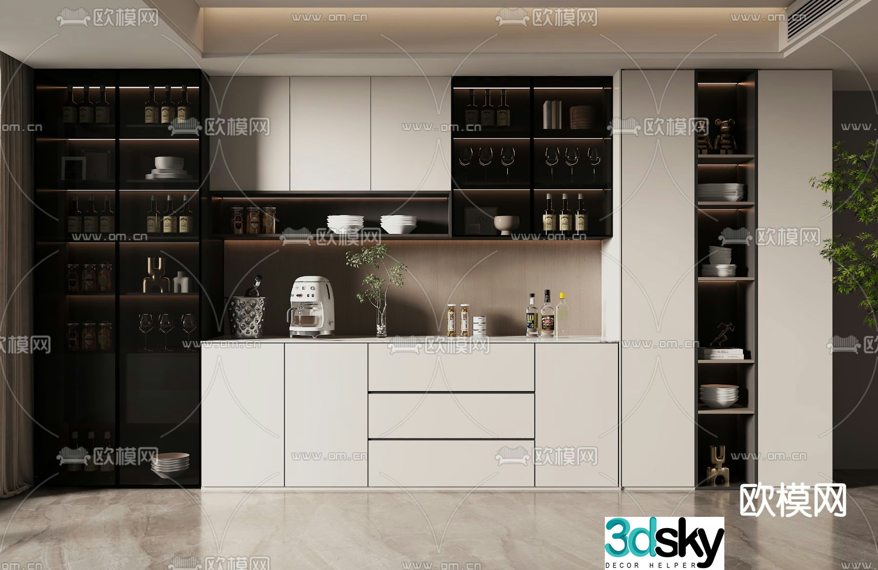 Modern wine cabinet sideboard 3d model