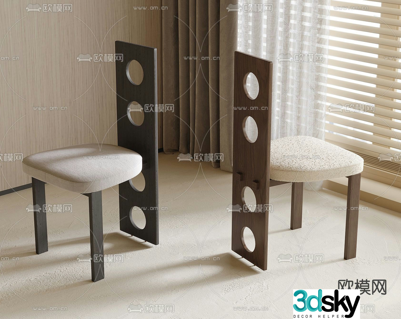 Medieval style chair dining chair 3d model