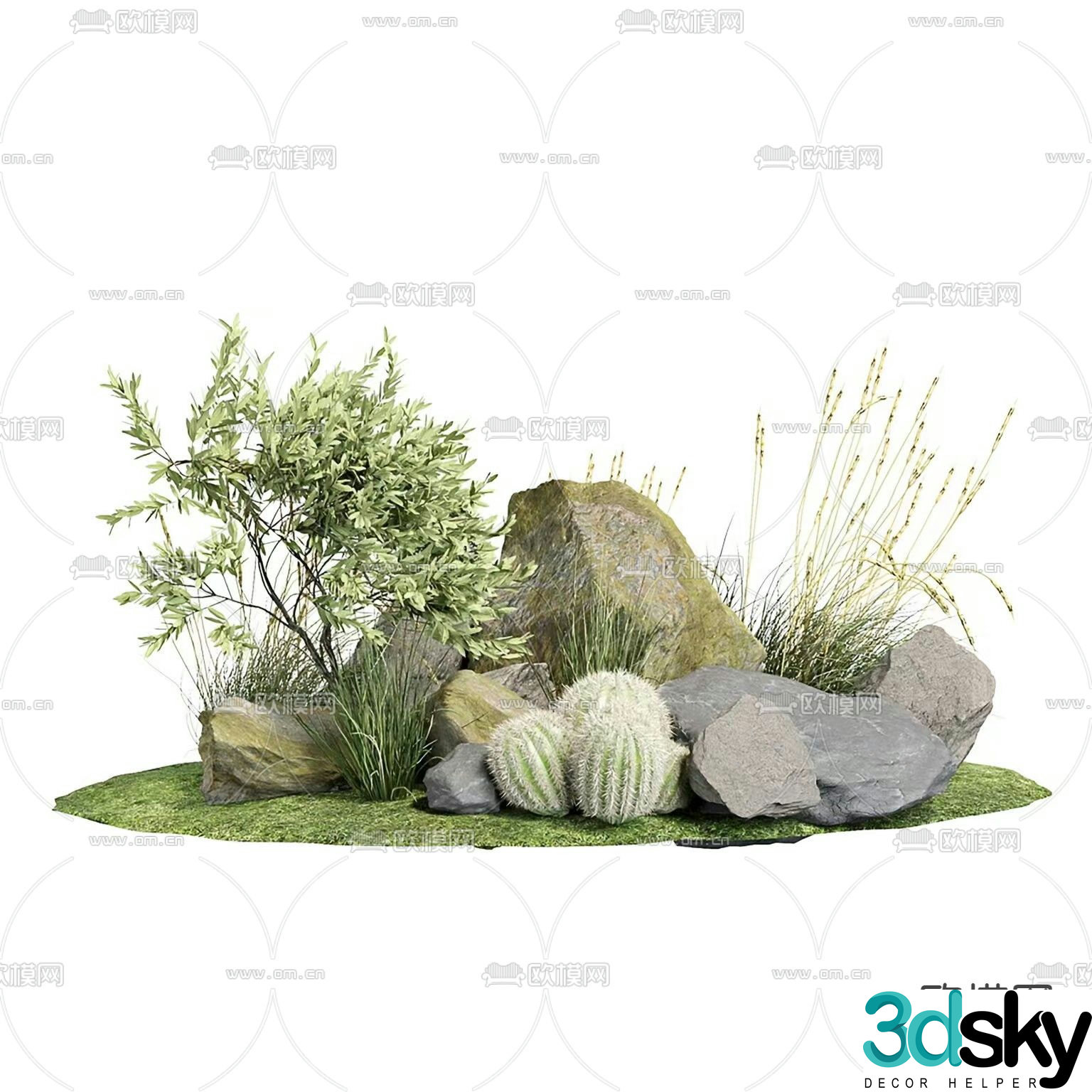 Stone sketch stones plant pile 3d model