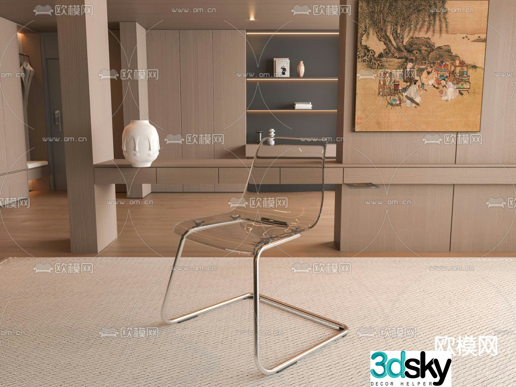 Acrylic chair dining chair 3d model
