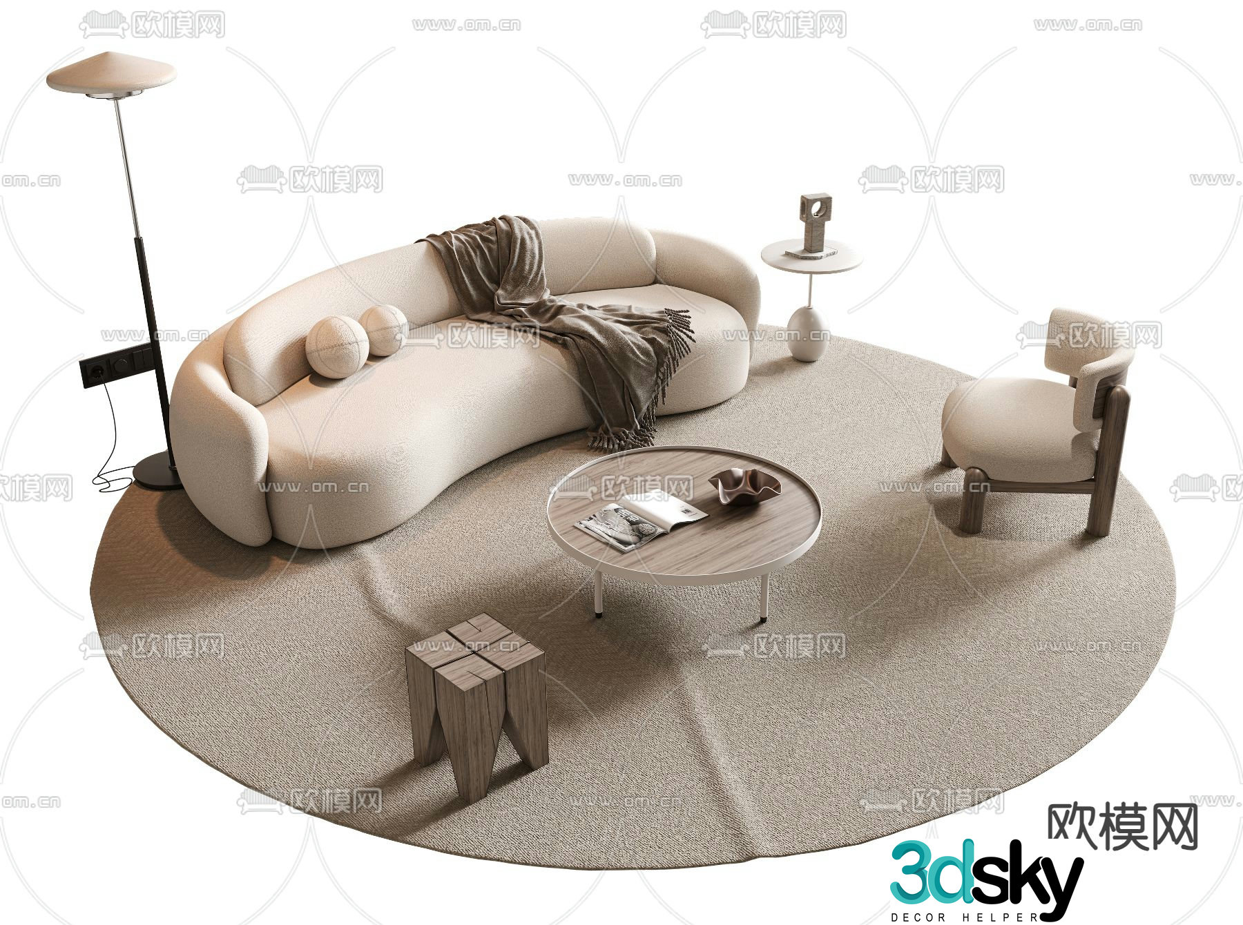 Modern modular sofa curved sofa 3d model