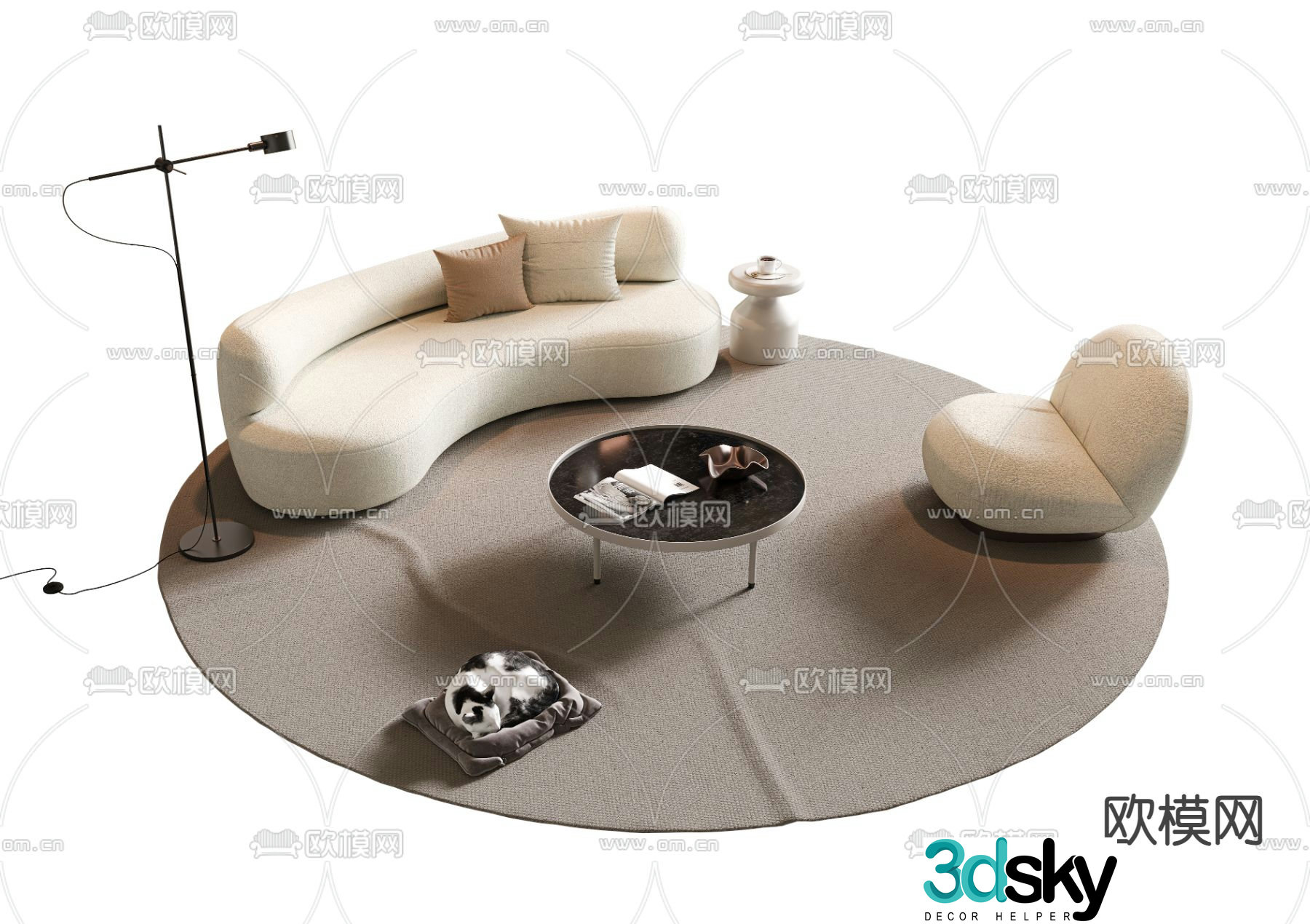 Cream style modular sofa 3d model