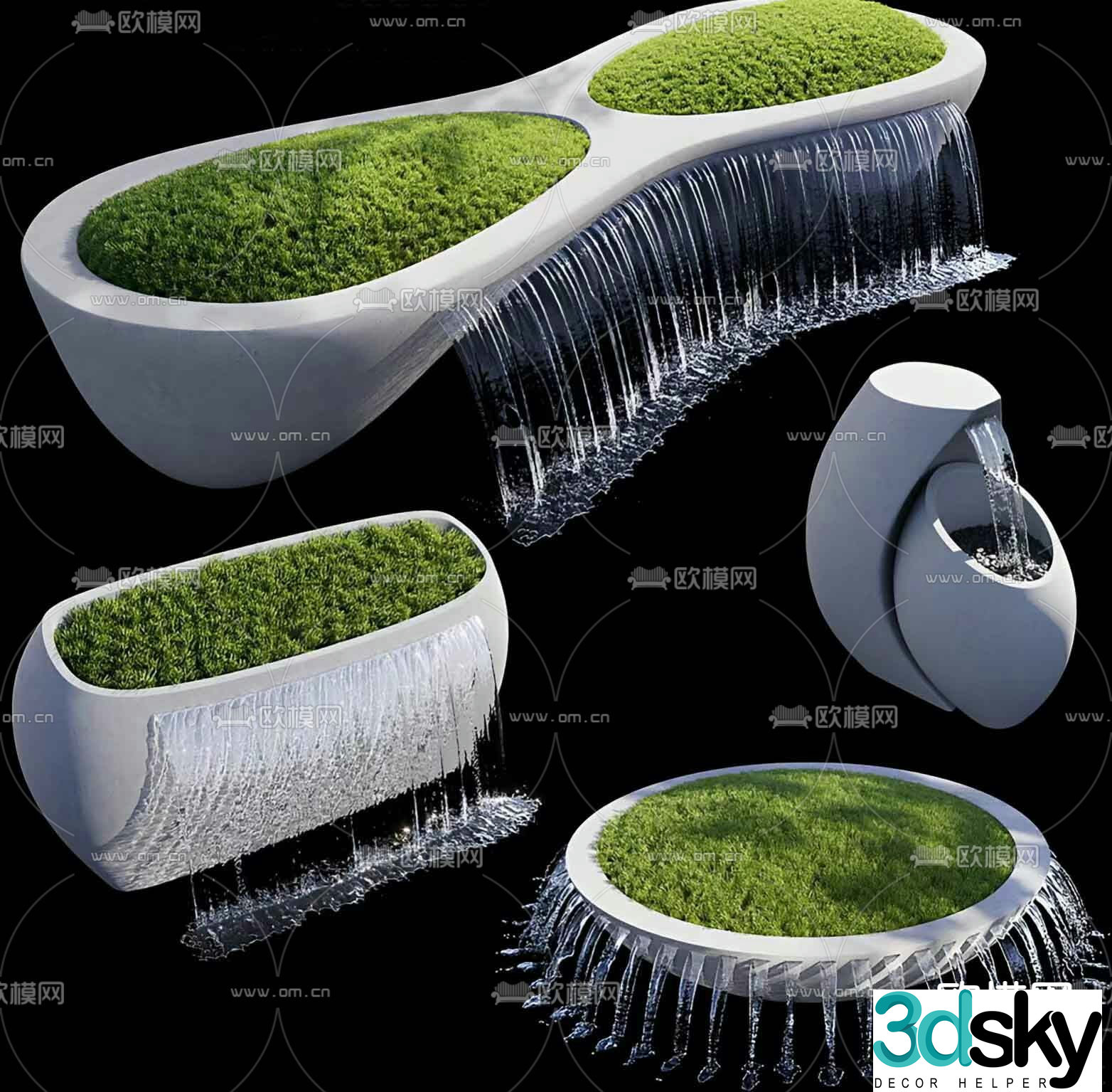 waterfall fountain landscape 3d model