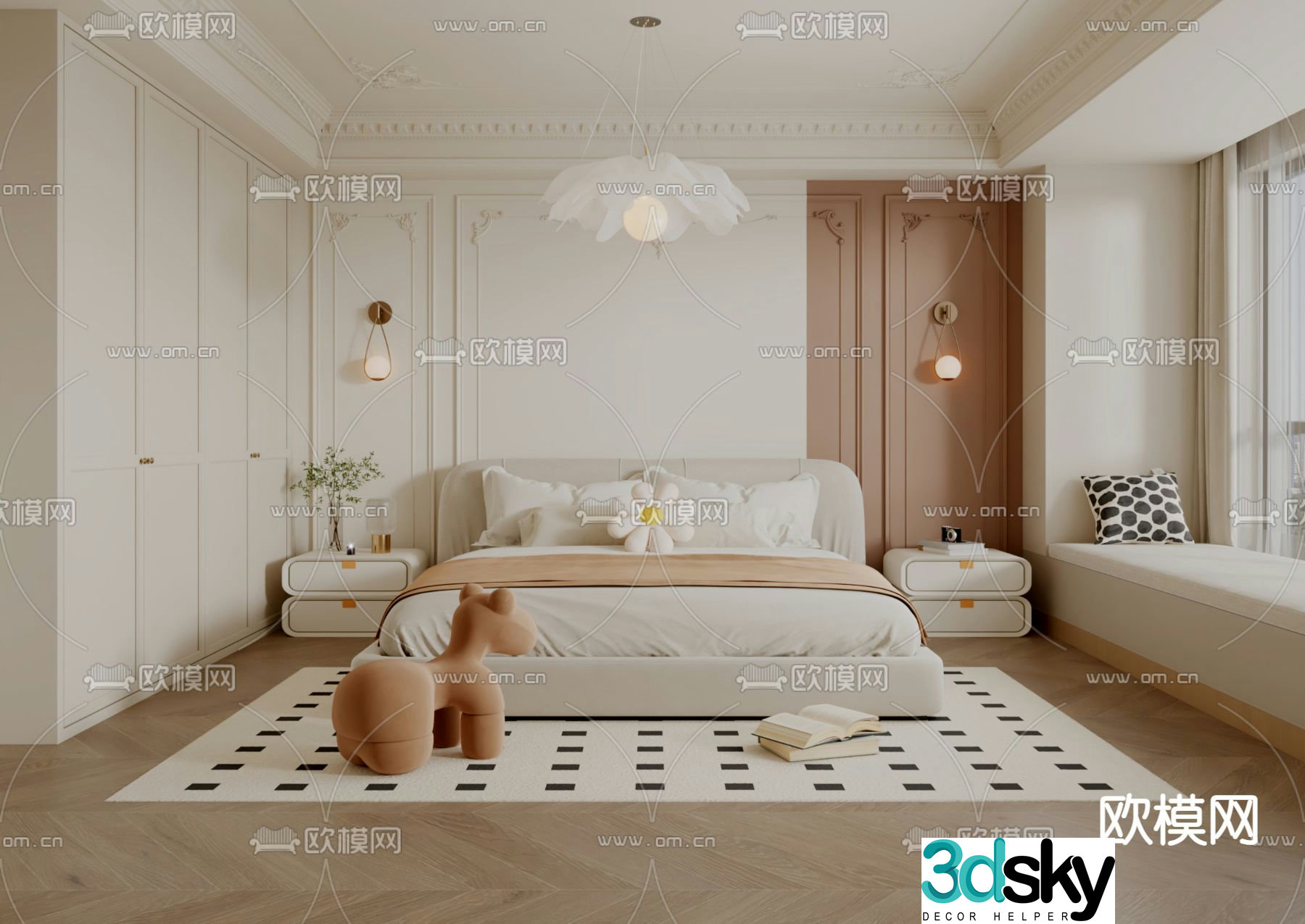 French bedroom second bedroom girl room 3d model