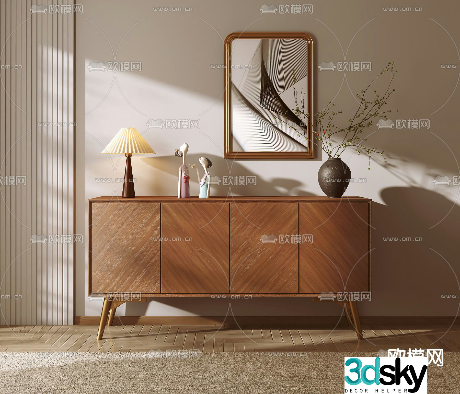 Medieval style end view cabinet entrance cabinet side cabinet 3D model