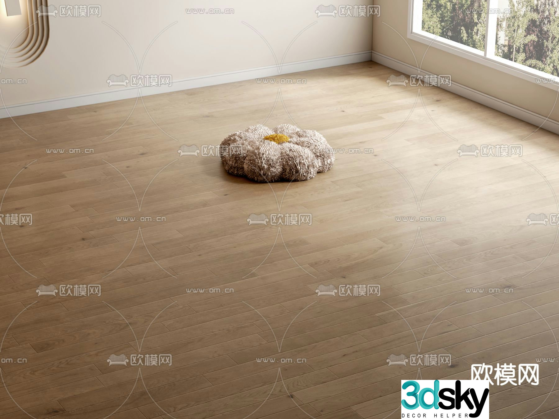 Creamy wood flooring wood grain brick 3d model