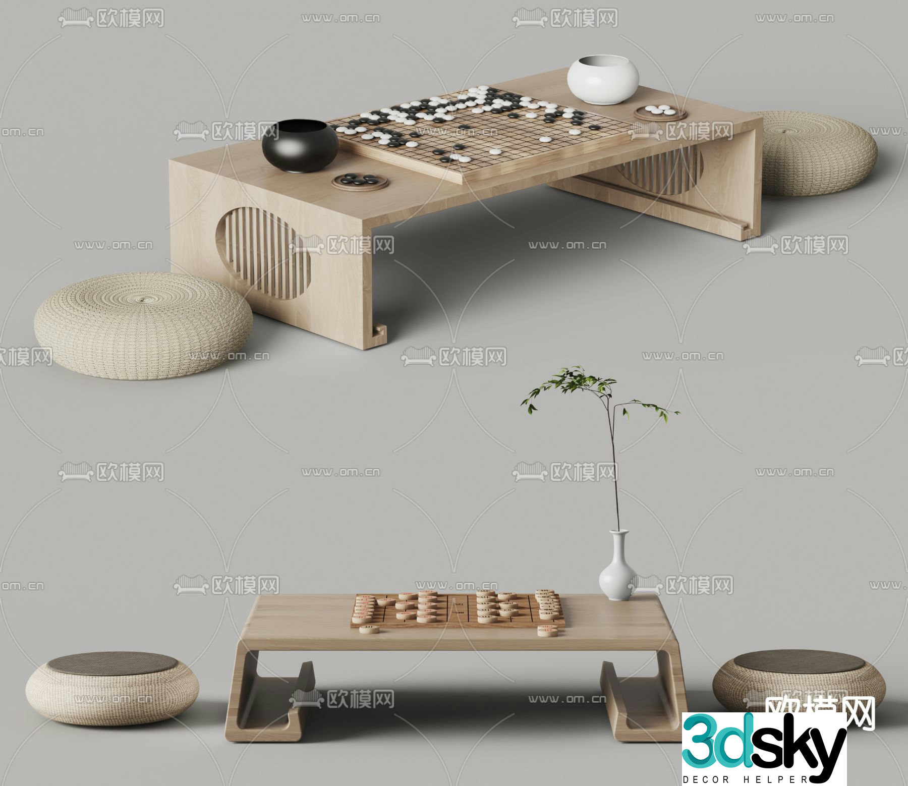 Tatami Go table Chess chess 3D model