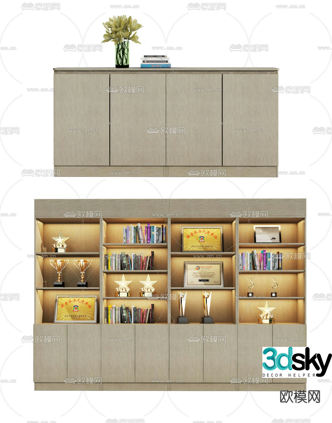 Display cabinet locker honor cabinet 3d model