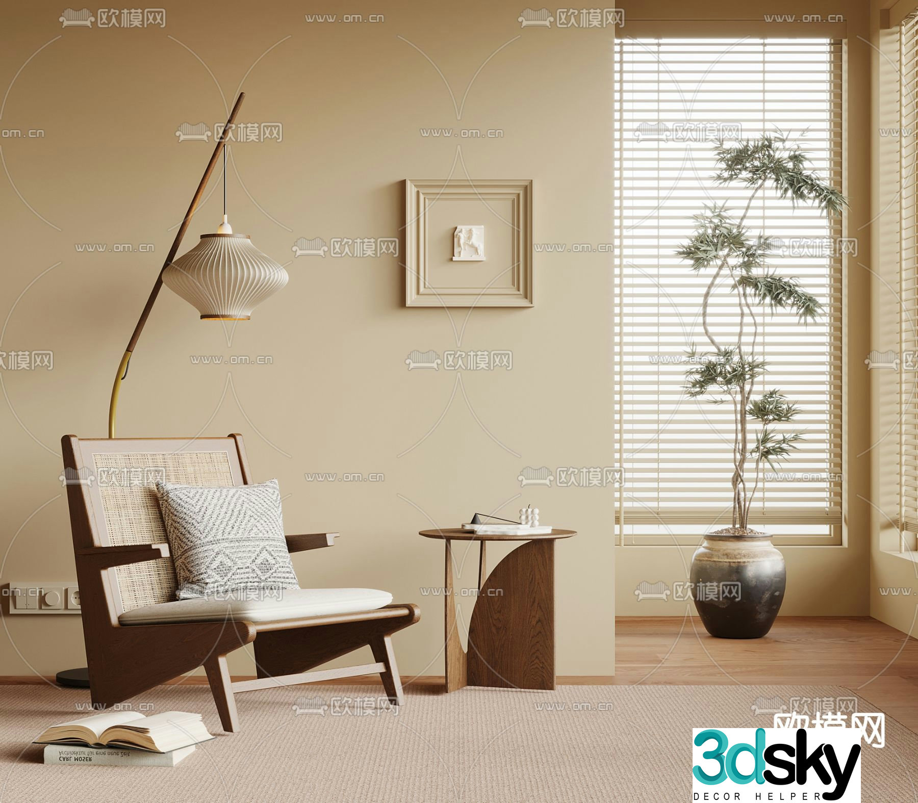 Medieval style chair leisure chair rattan chair 3d model
