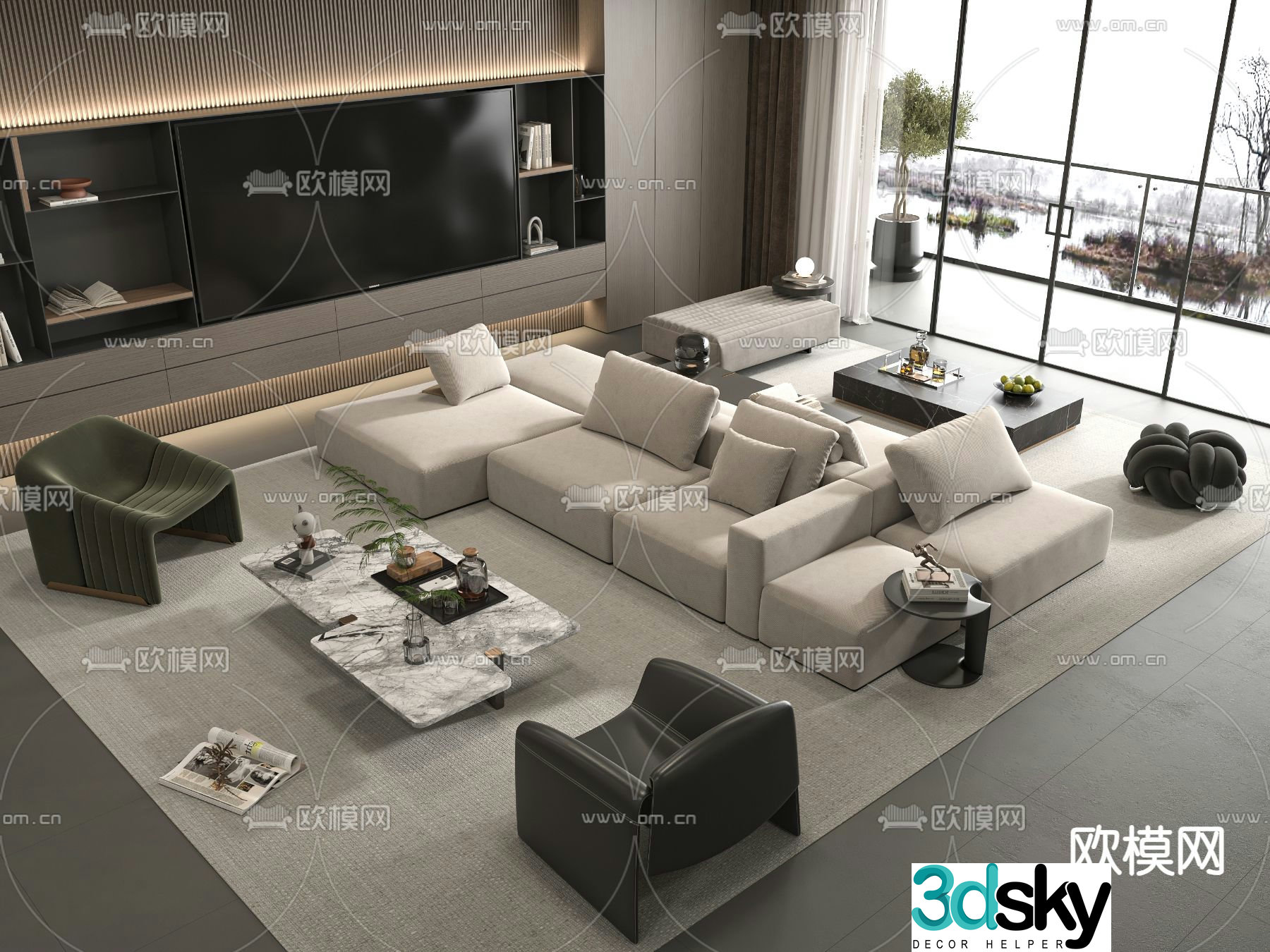 Minotti modular sofa modular sofa 3d model