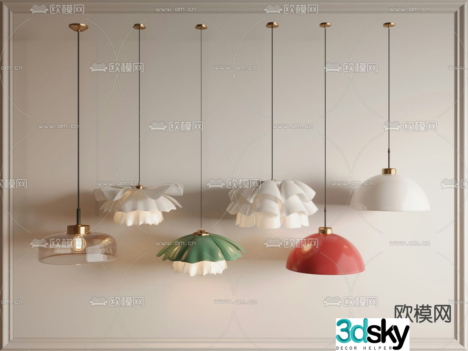 Petal chandelier bedside chandelier 3d model