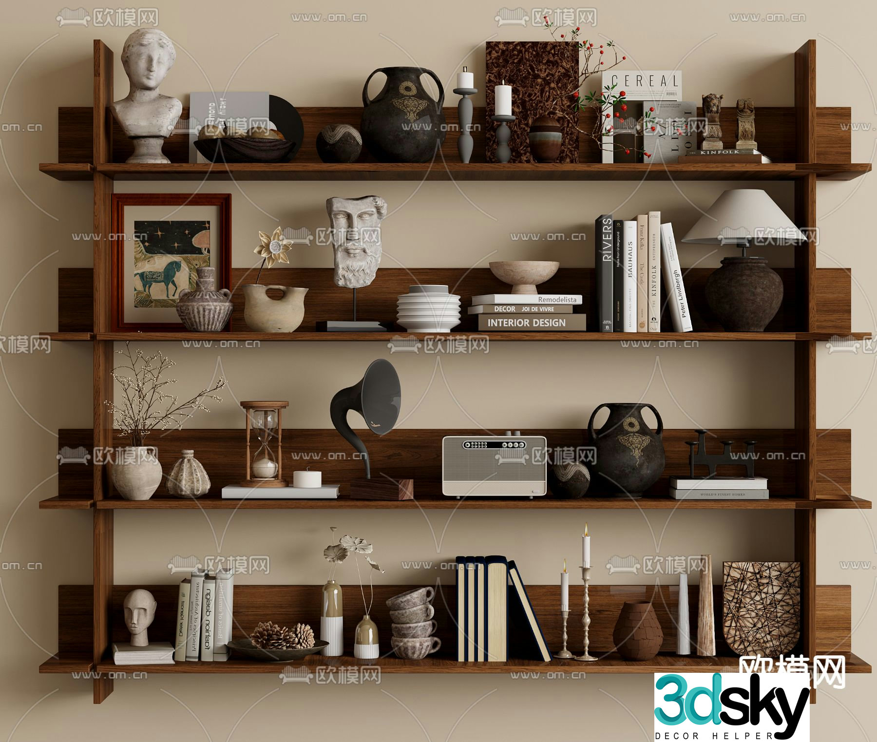 Middle-aged ornaments ornaments gypsum sculptures books 3d model