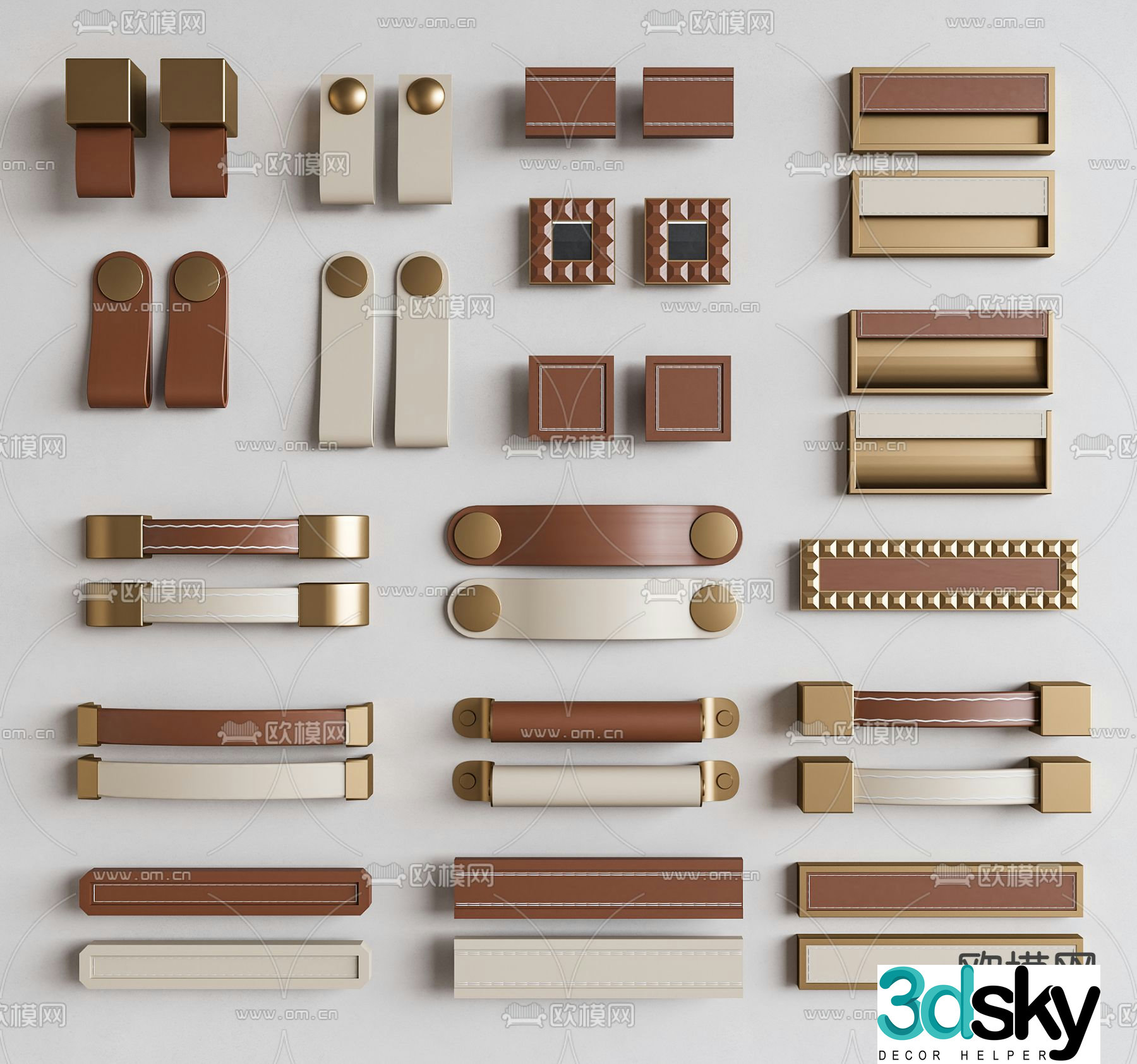 leather handle door handle 3d model
