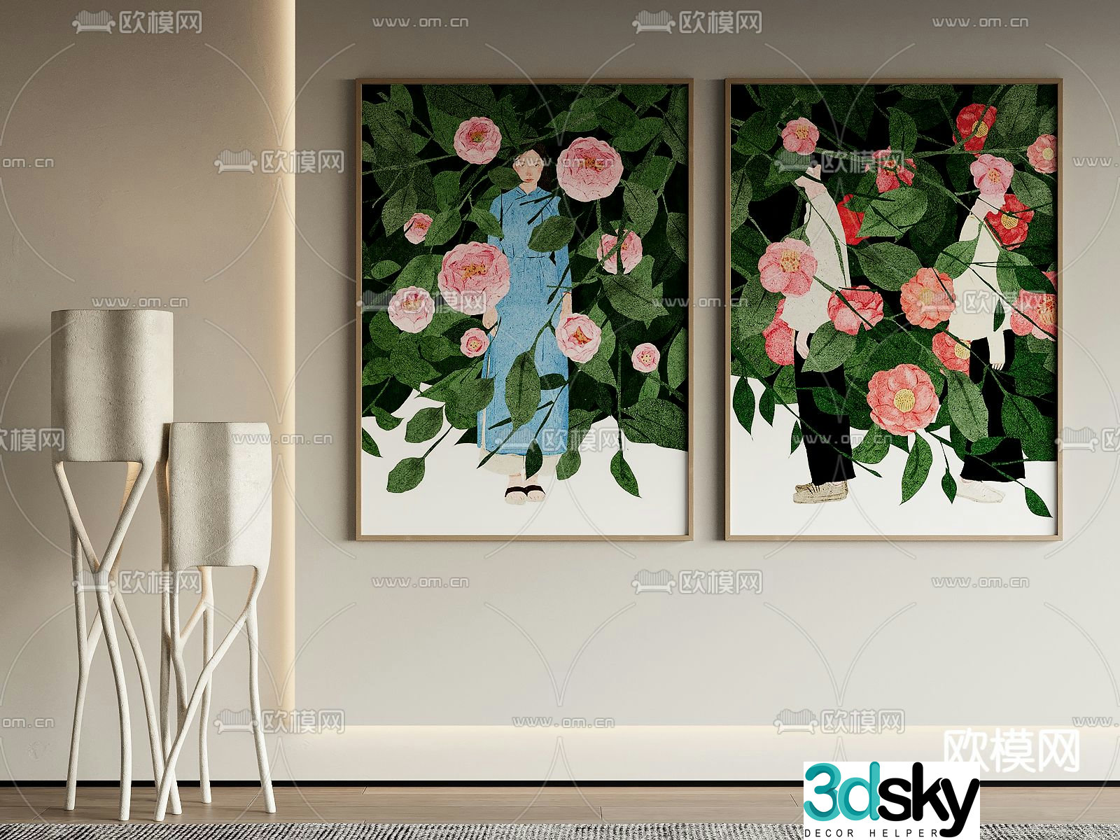 Wabi Sasava painting flower oil painting plant painting decorative painting 3d model