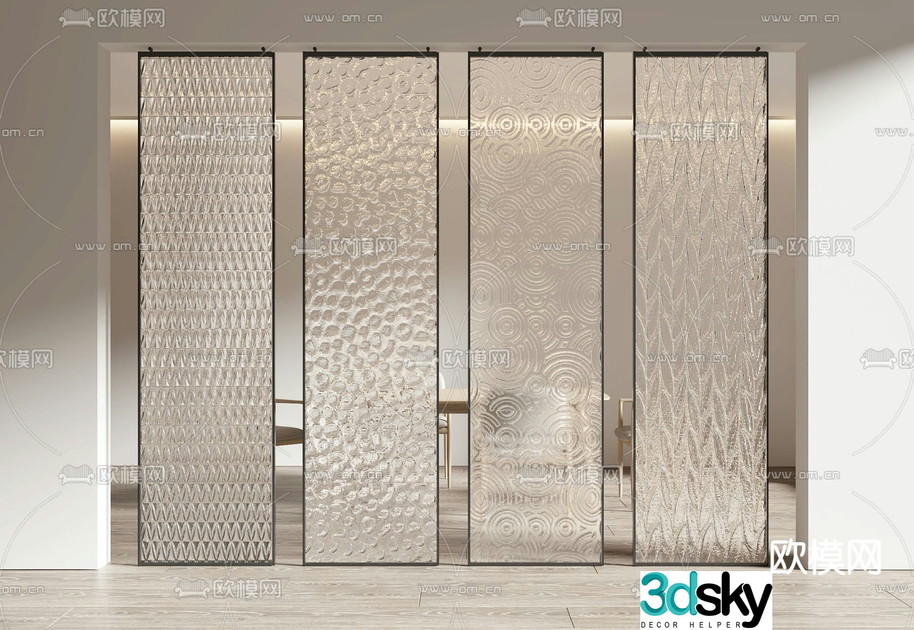 glass screen partition 3d model
