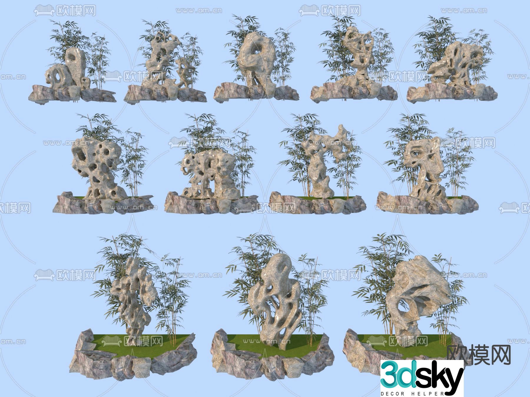 New Chinese style Taihu stone landscape stone rockery 3D model