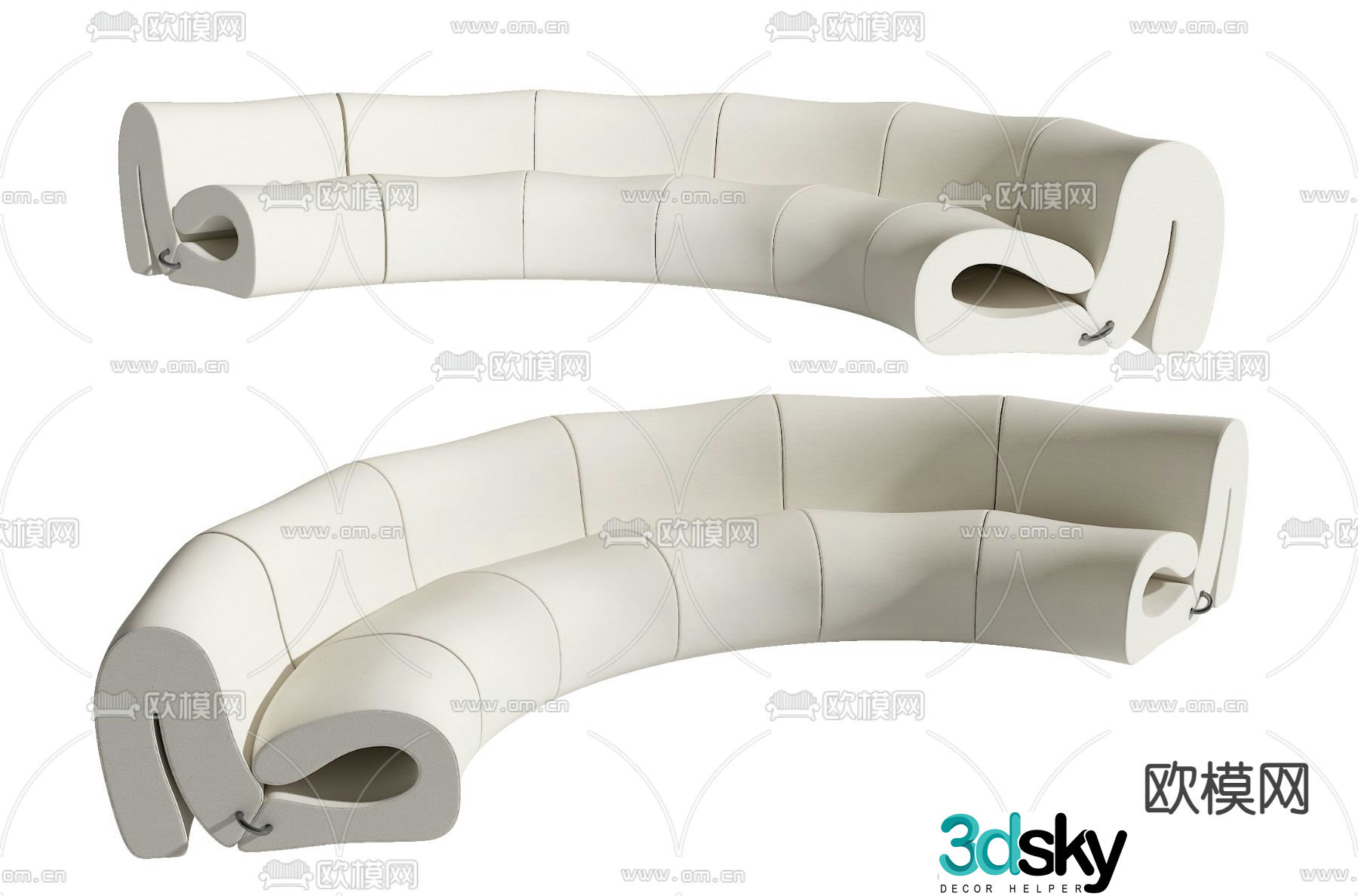 Curved sofa multi-person sofa 3d model