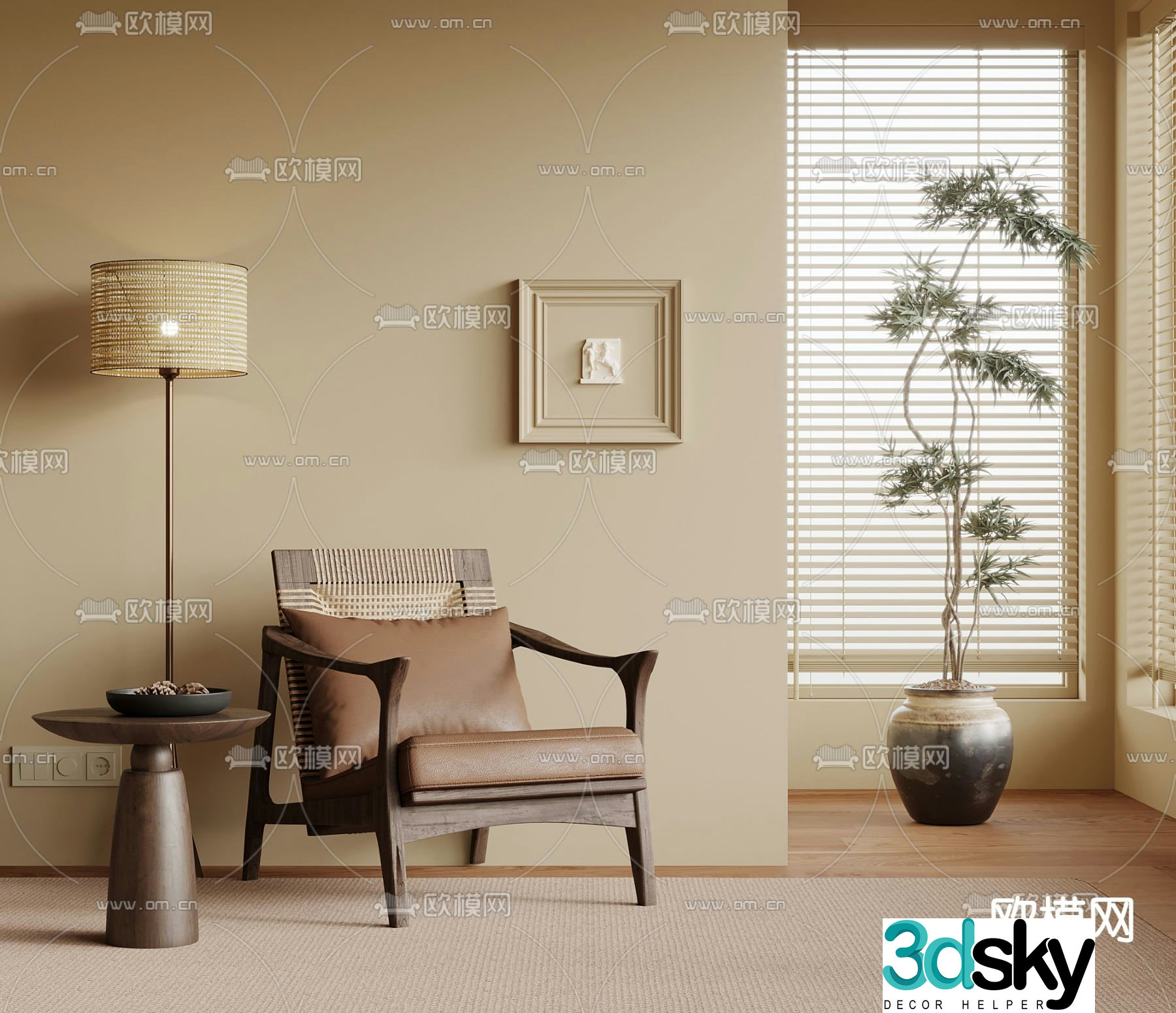 Medieval style chair leisure chair rattan chair 3d model