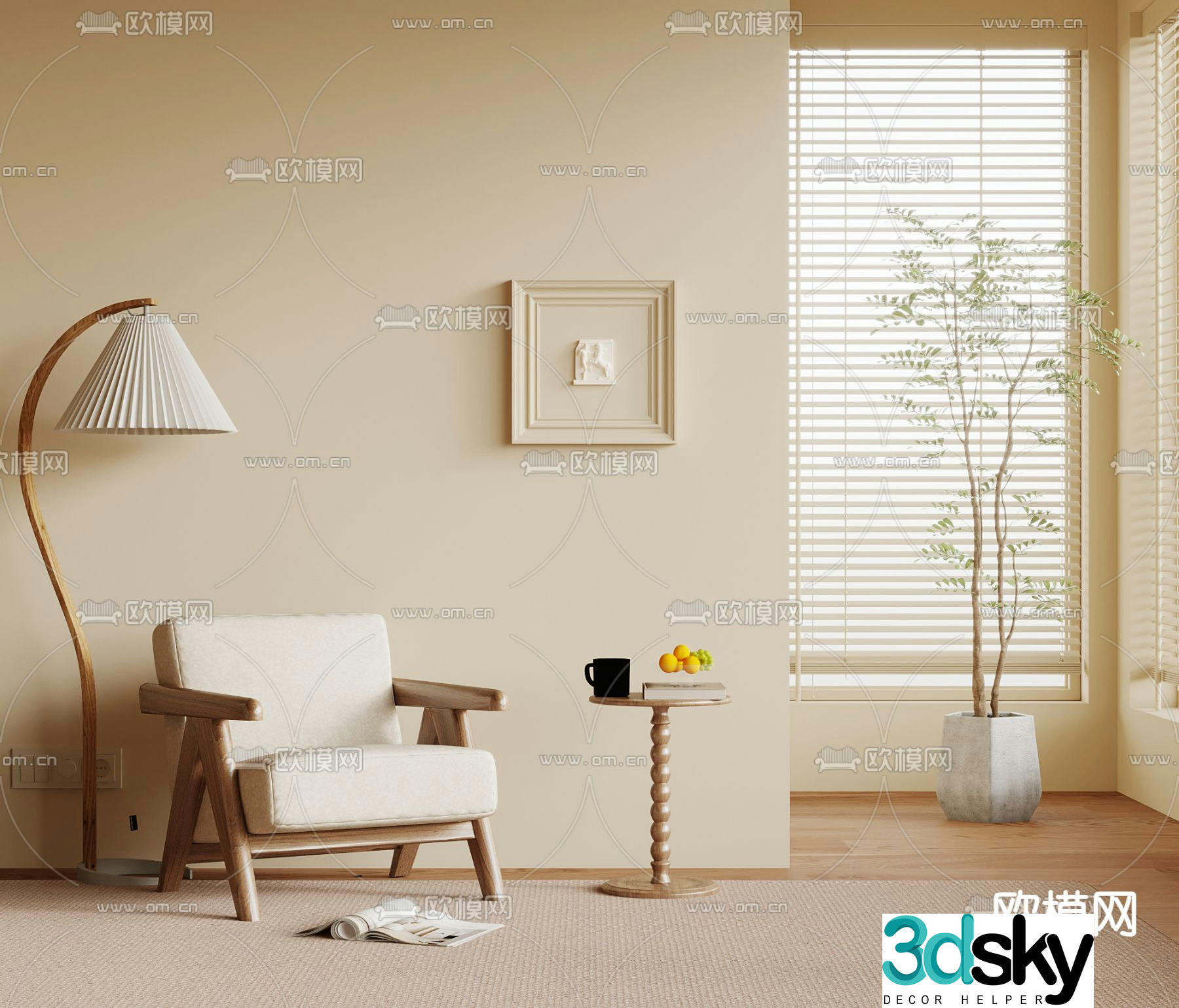 Medium style chair leisure chair 3d model