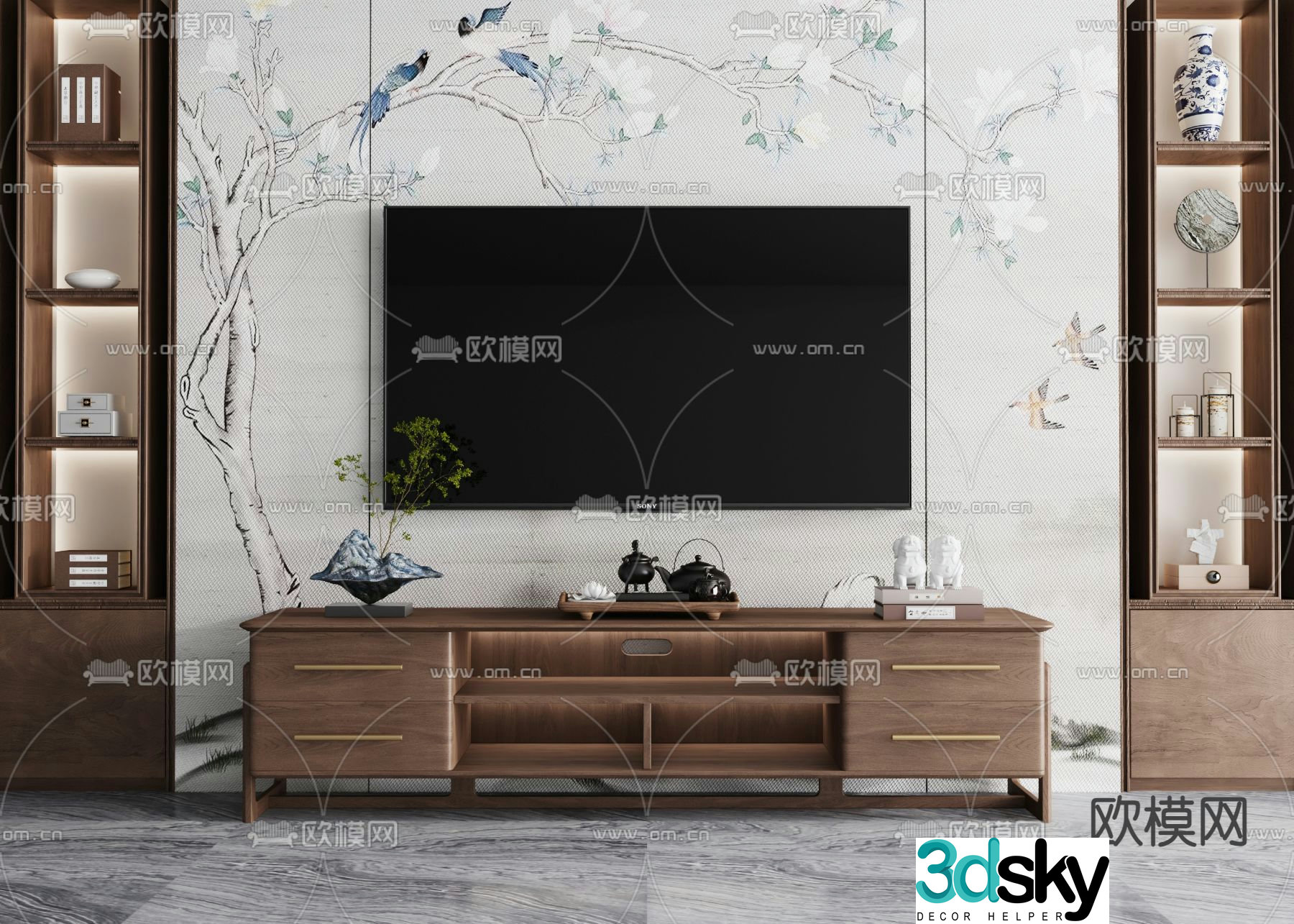 New Chinese style TV cabinet 3d model