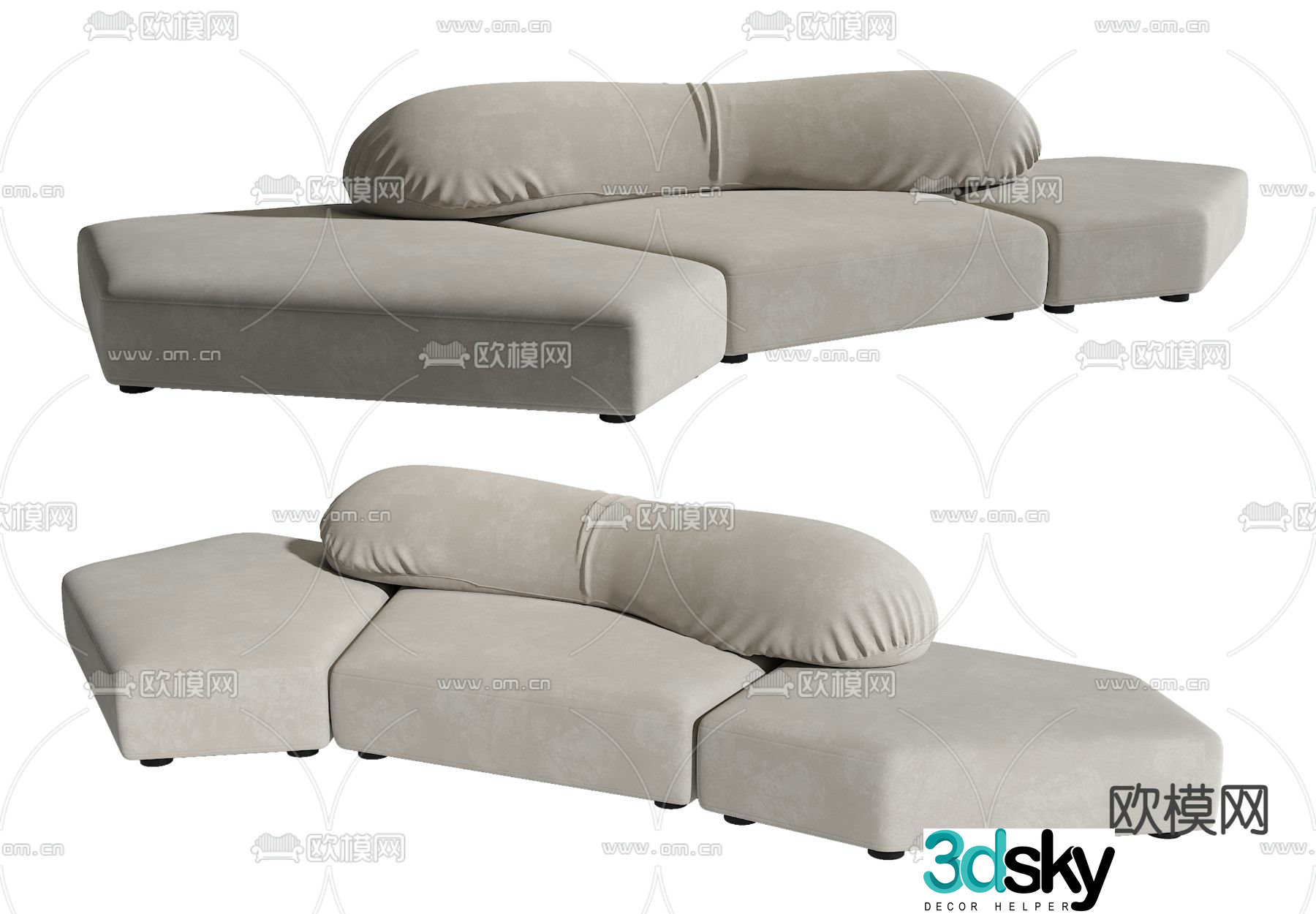 Edra three seater sofa island sofa 3d model