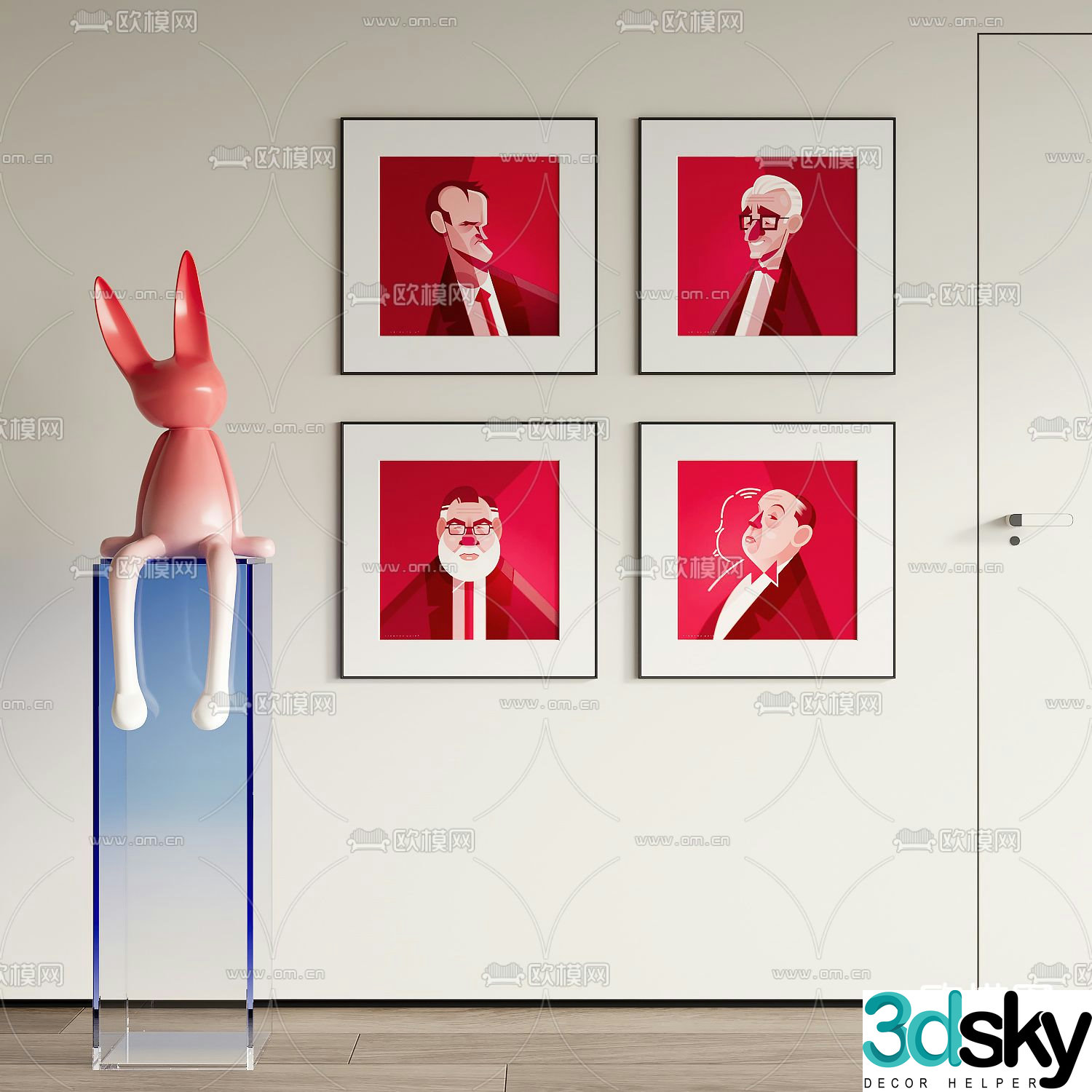 Figure painting Decorative painting Combination painting 3D model
