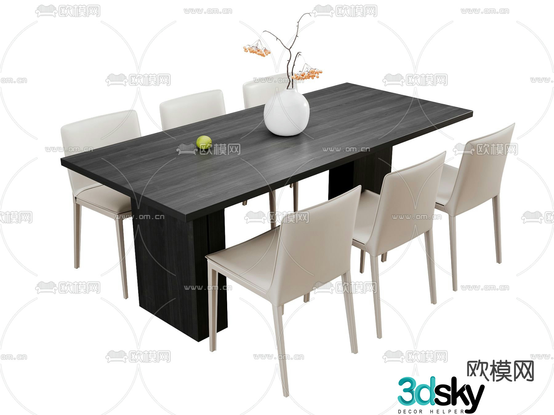 Bar dining table and chairs 3d model