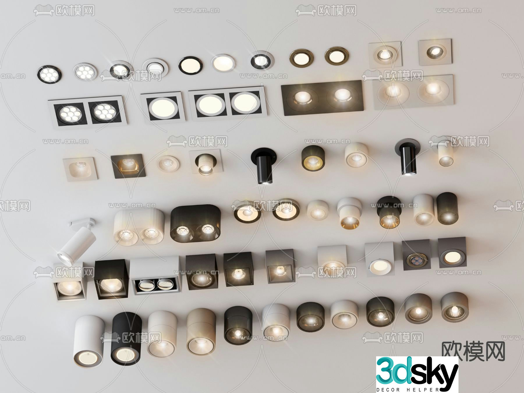 Downlight spotlight surface mounted downlight bull’s eye lamp long downlight 3D model