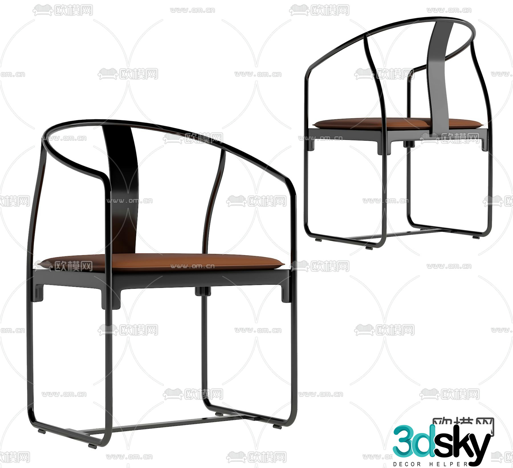 New Chinese style armchair single chair chair 3d model