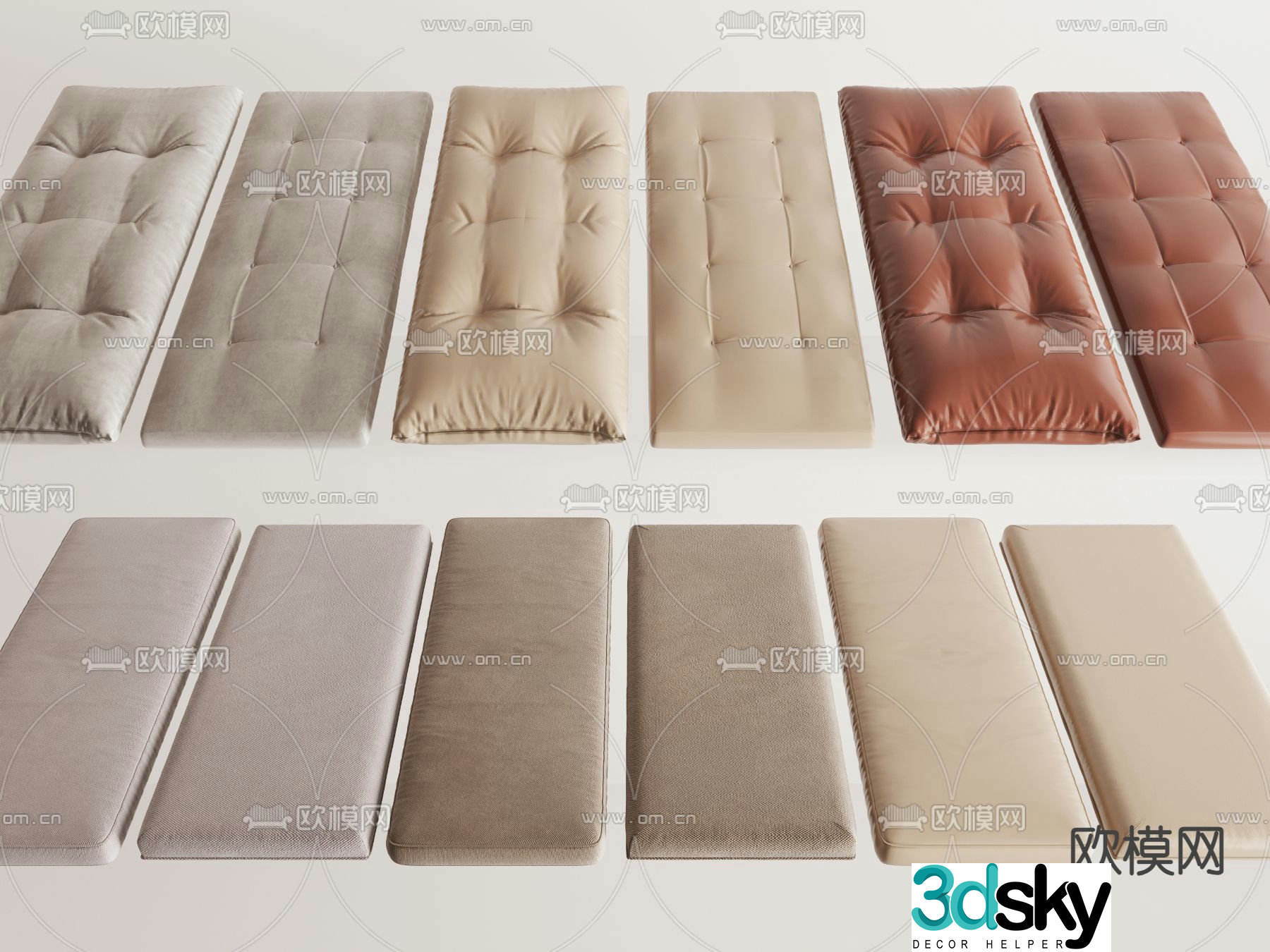 Cushion seat cushion bay window cushion 3d model