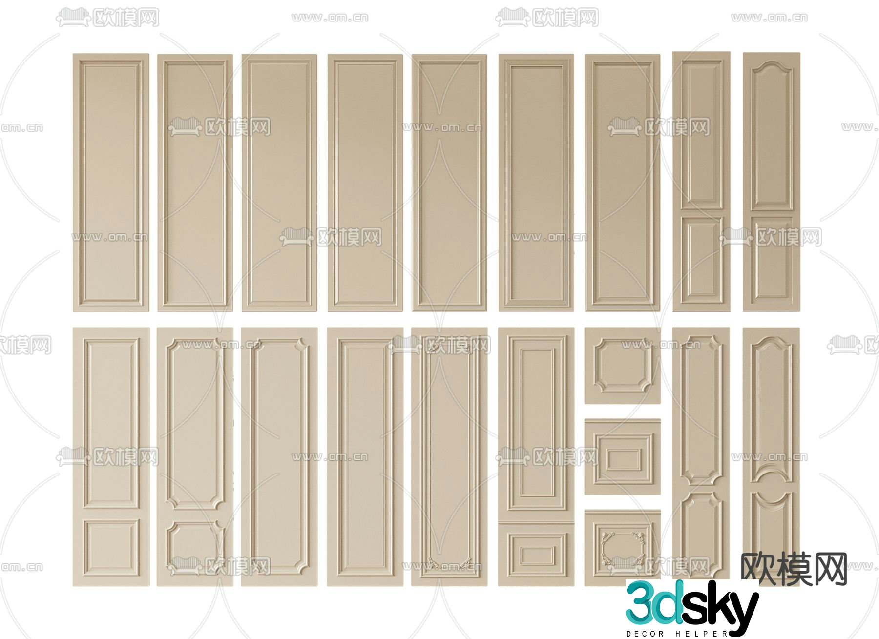Simple European wainscot 3D model