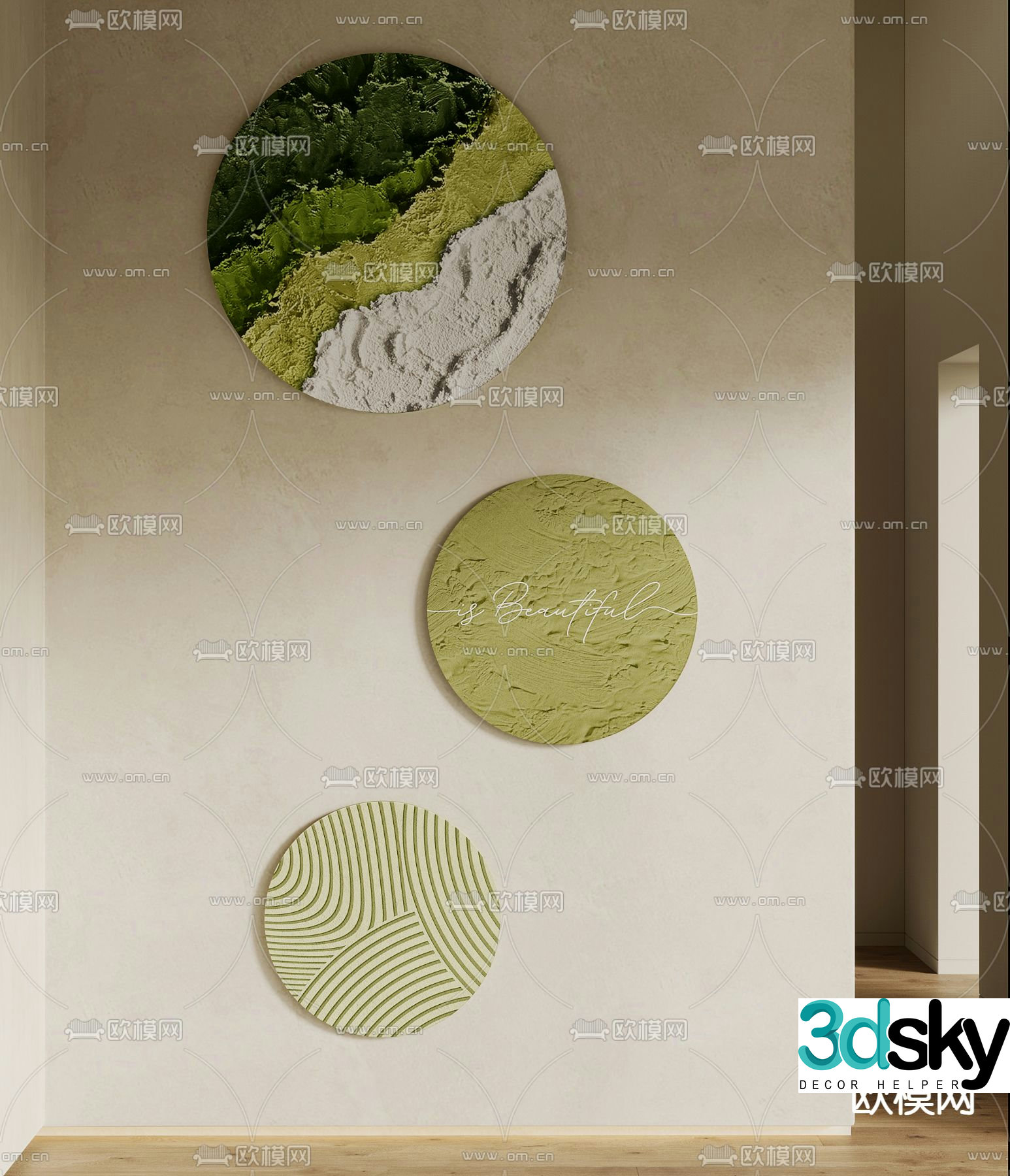 Circular decorative painting Texture painting Abstract painting 3d model